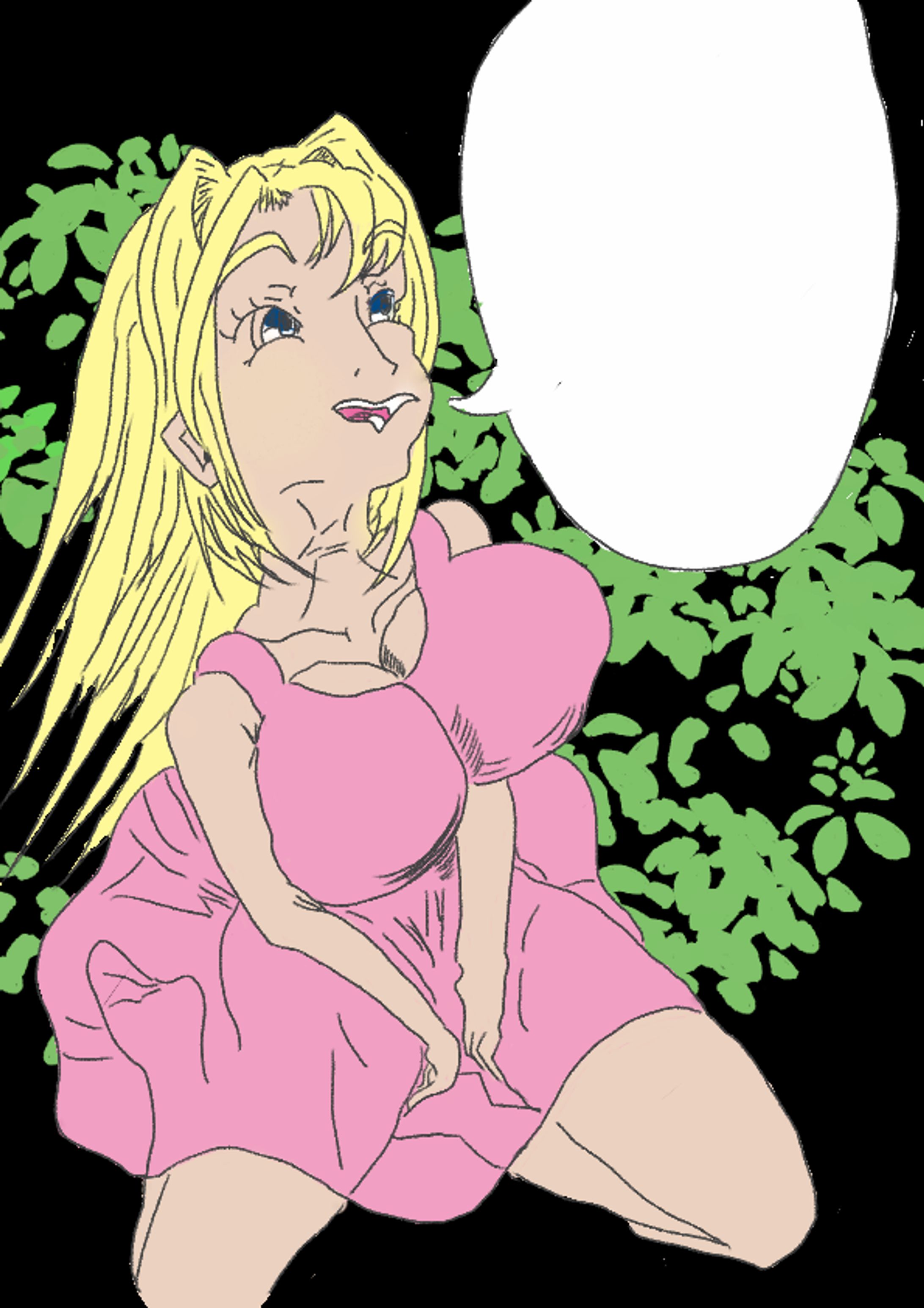 ピンクワンピースの女性-1