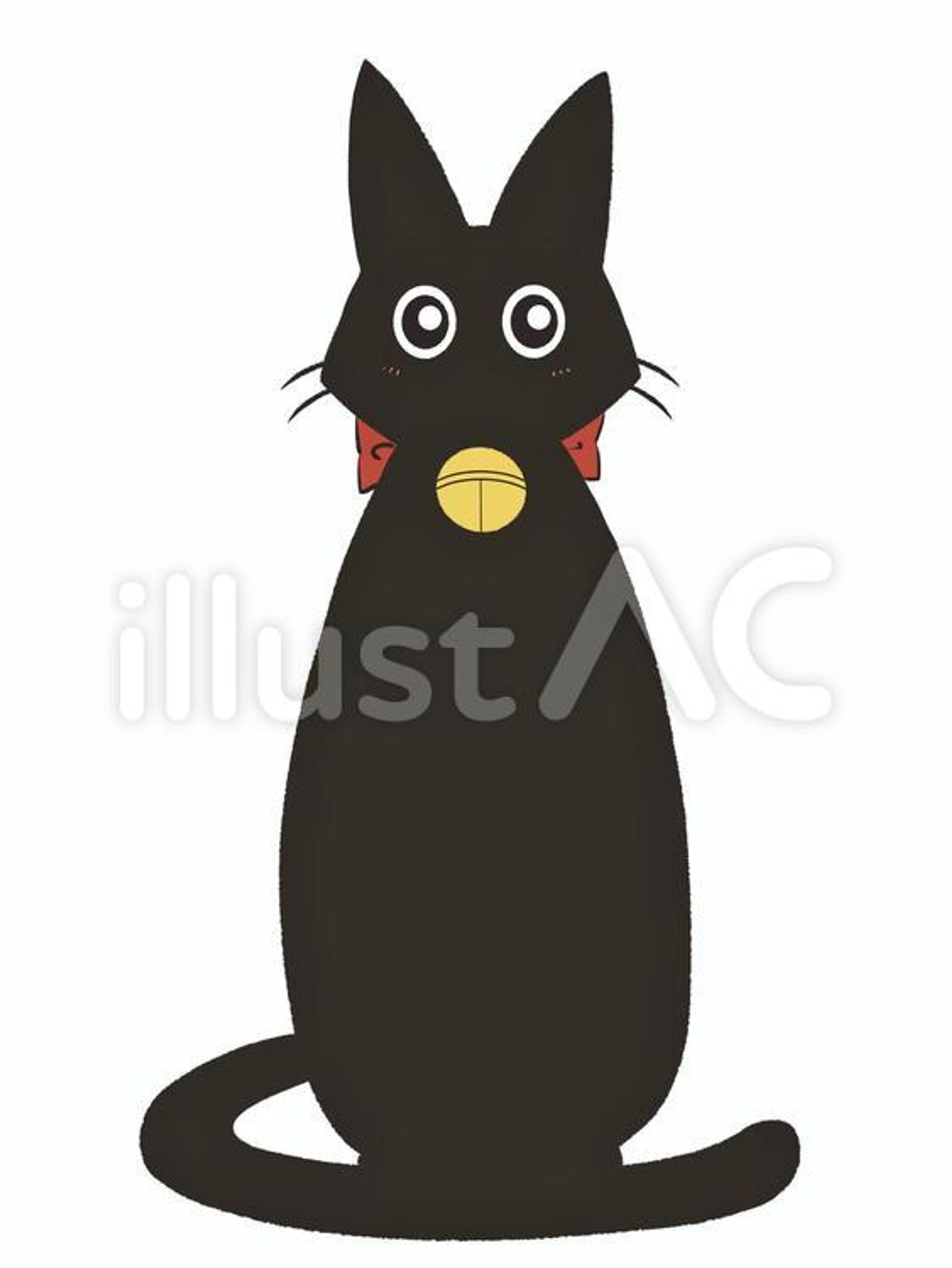  黒猫（無料ストックイラスト）-1