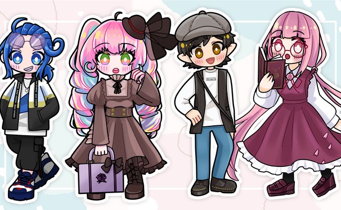 【SDイラスト/ミニキャラ】Vtuber様FA 衣装デザイン