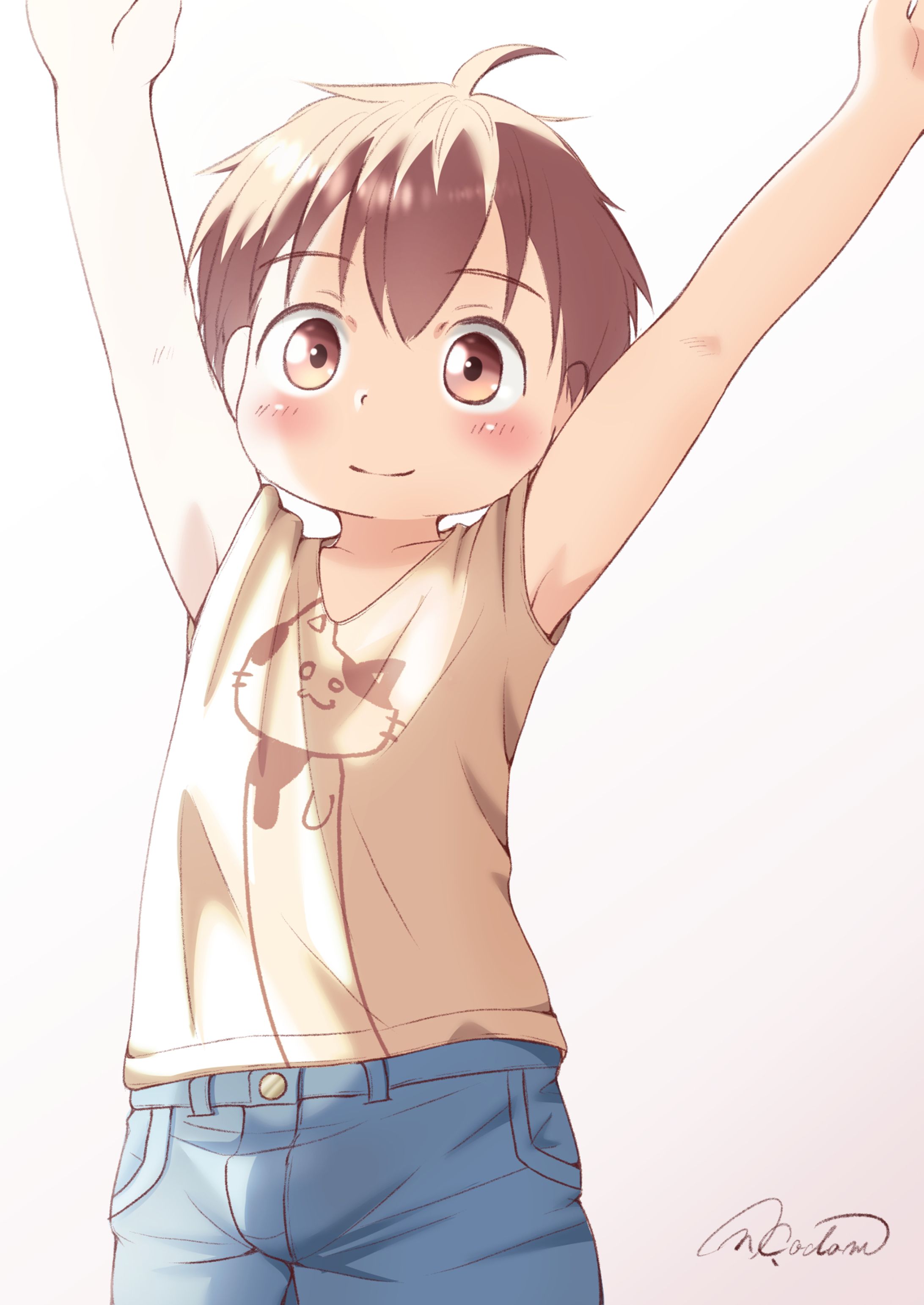 伸びをする少年①-1