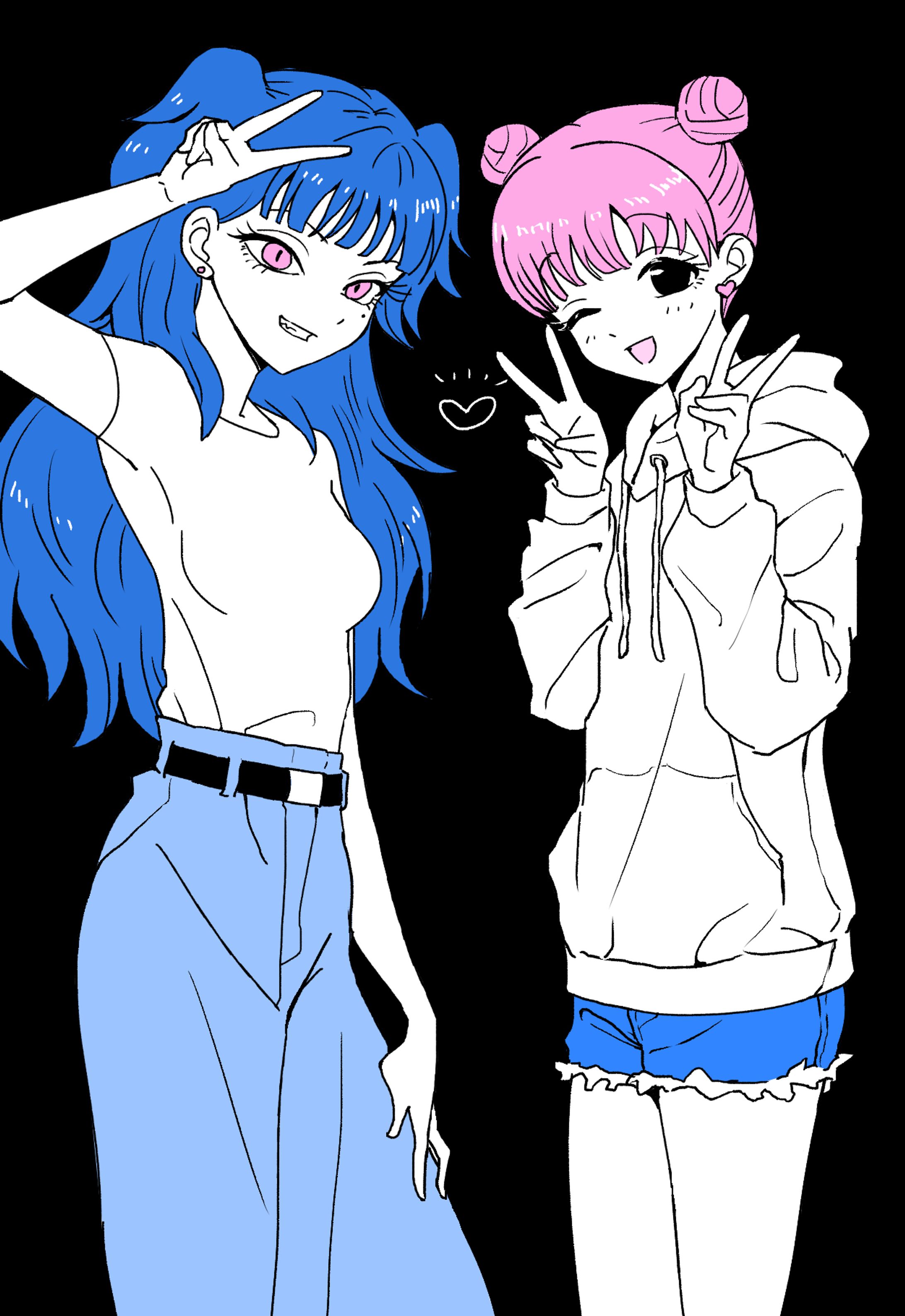 青＆ピンク　女の子-1