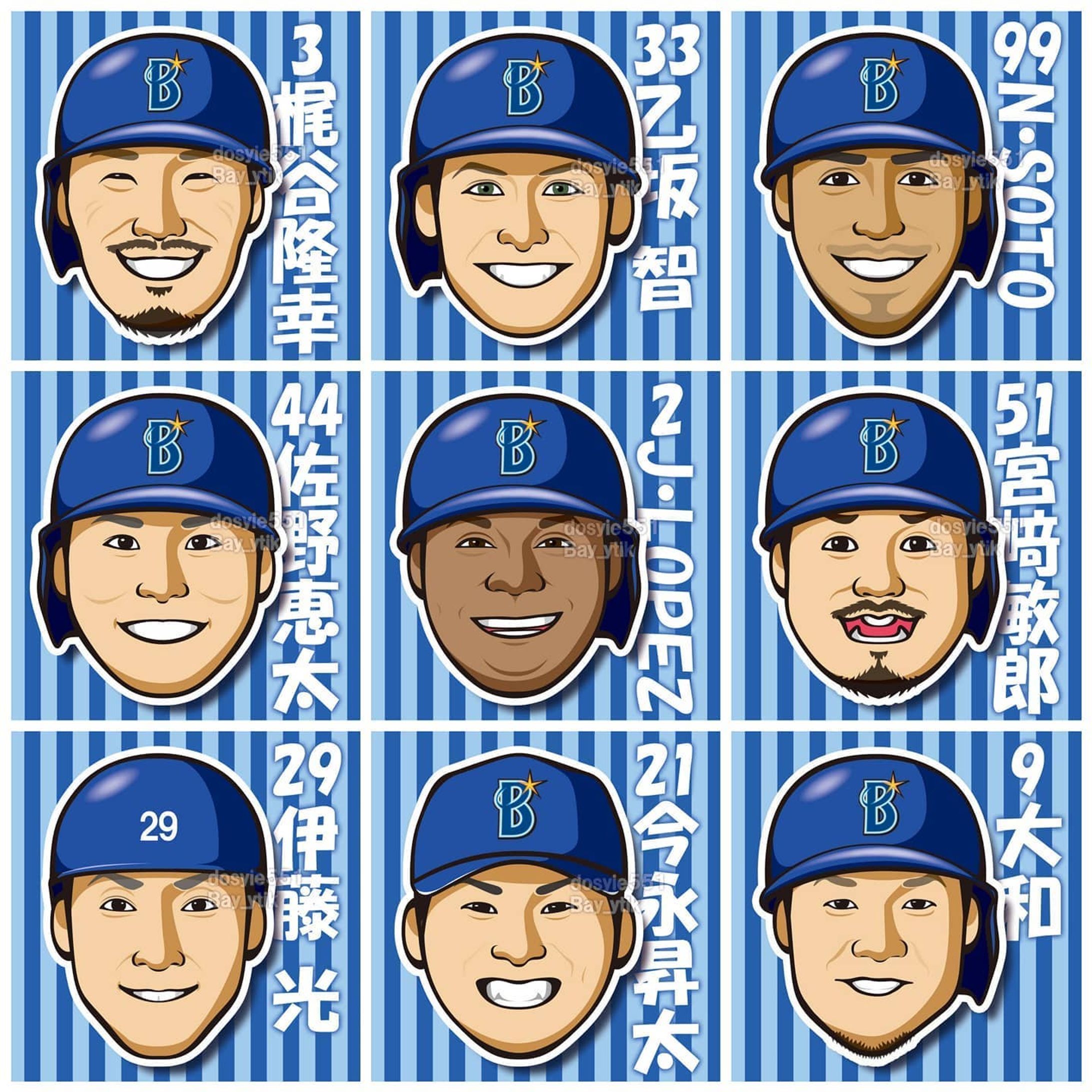 さあ！！ついに！！！待ちわびたプロ野球開幕ですね！！！
今年は異例づくしのシーズンですが勝ちまくって＼横浜優勝／しましょ☆
オースティンさん大丈夫かな…？.
.
※イラストご利用の際はお声掛け・dosyie551へのリンクをお願い致します。
#横浜DeNAベイスターズ #横浜denaベイスターズ #ベイスターズ #横浜ベイスターズ #DeNA #dena #baystars #yokohama #横浜 #プロ野球 #野球 #baseball #プロ野球 #開幕  #開幕戦 #ハマスタ #やっぱりプロ野球だ #今日のスタメン #スタメン #イラスト #illustration #絵 #お絵描き #picture #似顔絵 #portrait #デザイン #design #アート #art-1