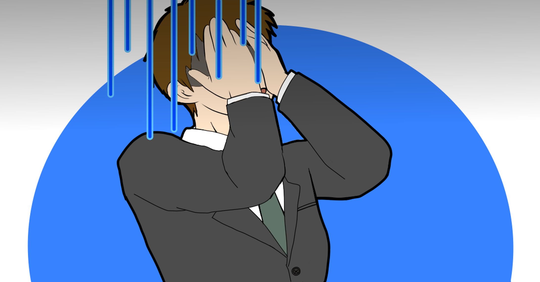 悩んでいる男性のイラスト（広告用）-1