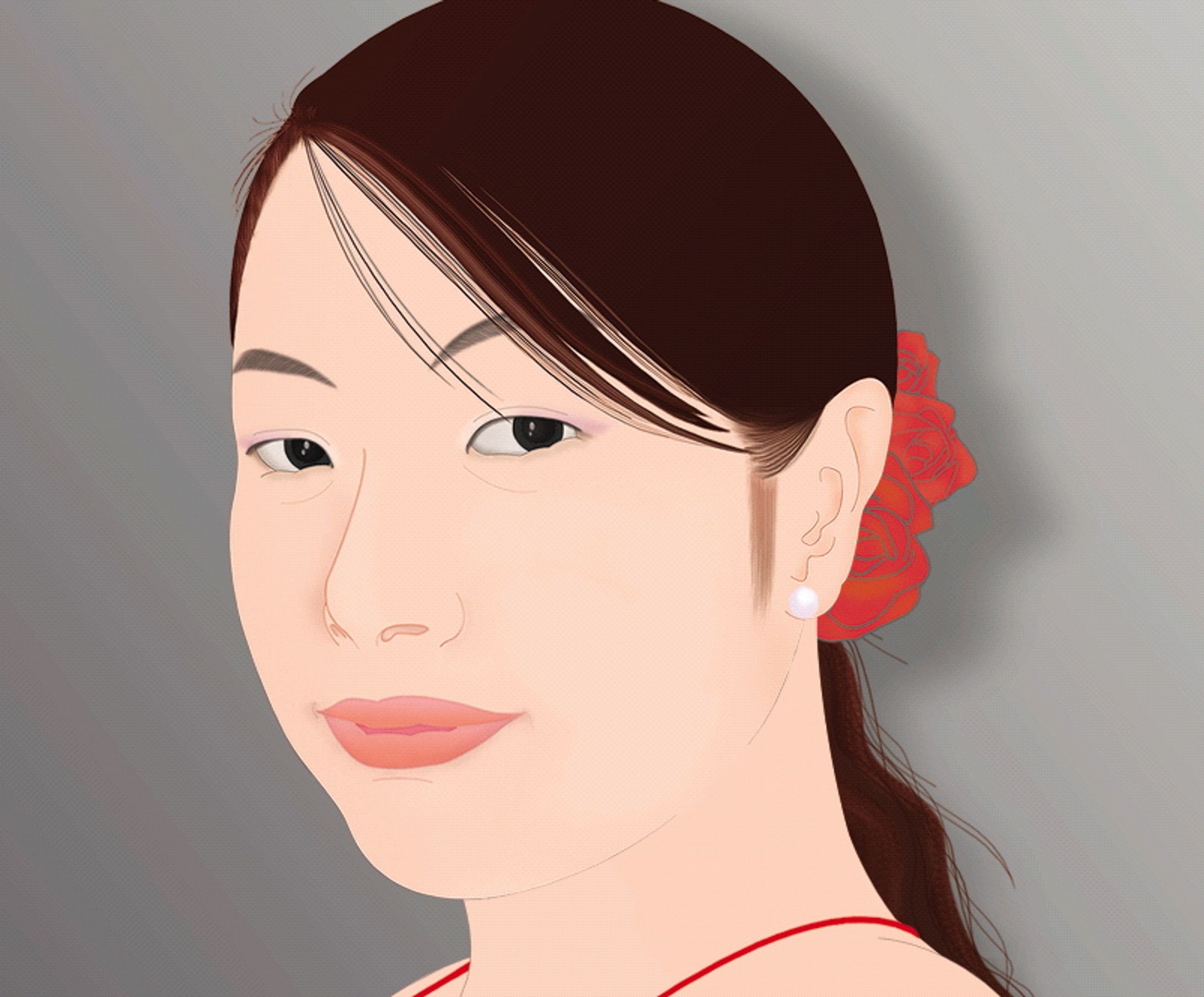 イラレで日本画美人-1