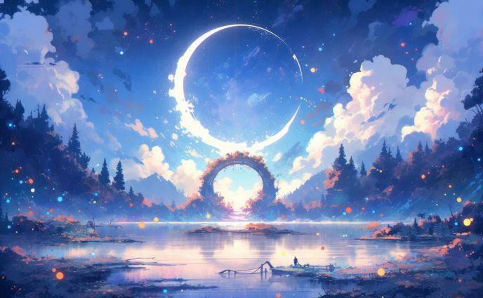ファンタジックなアニメ風アート画 AI生成