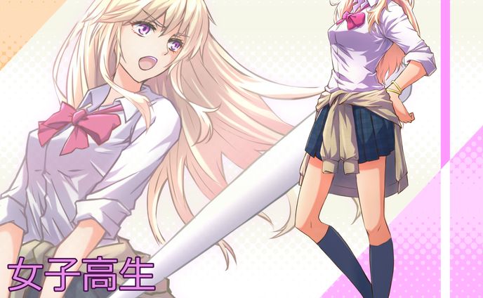女子高生（立ち絵＆戦闘カット）
