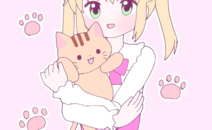 デジタルイラスト、ねこ
