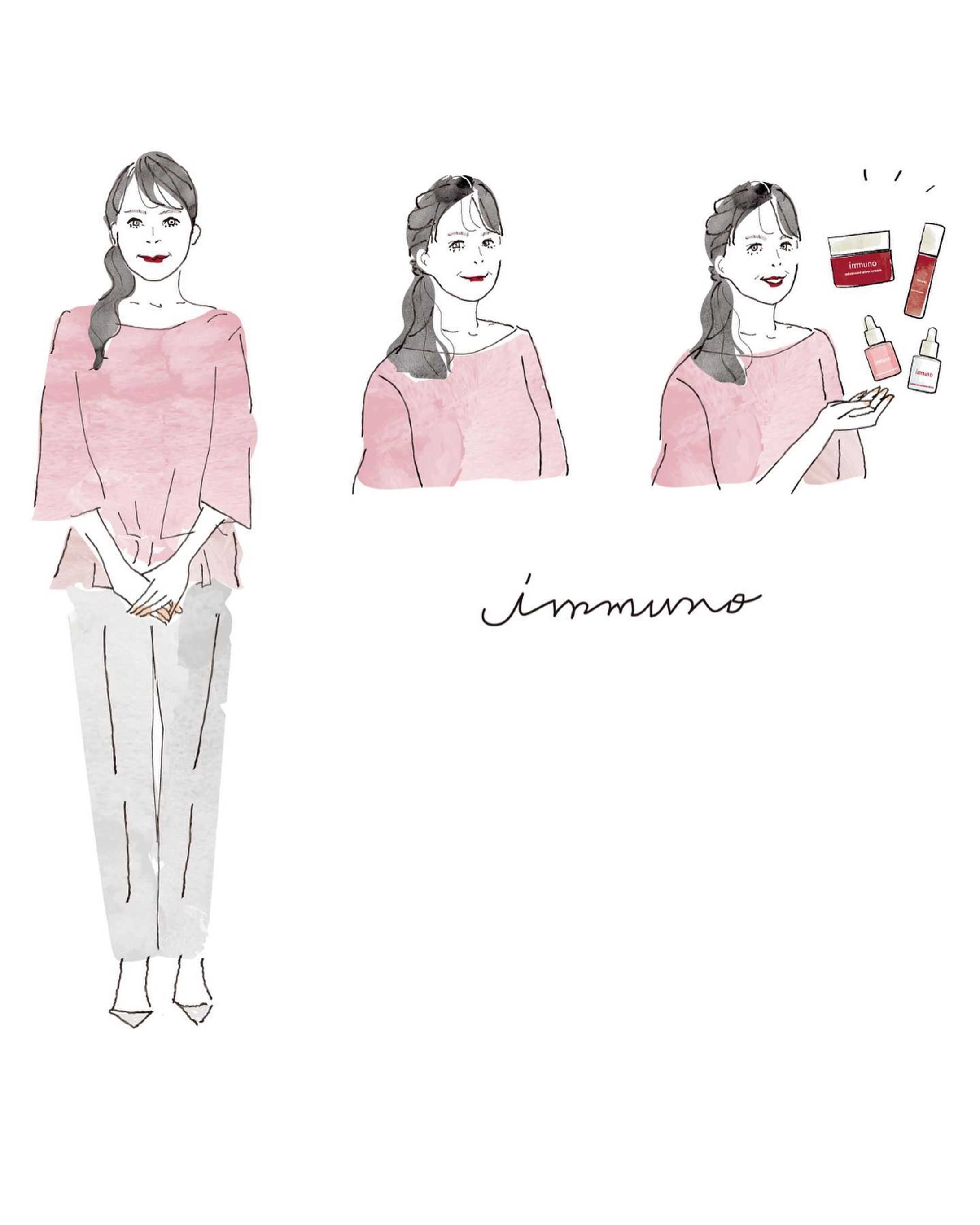 【お仕事】

クレンジングでお馴染みの「DUO」さんの姉妹品「immuno」さん公式サイトで似顔絵イラストを担当させていただきました。
開発者コラムページやその他でこれから使用予定です。

シリーズ品のコラムイラストを担当させて頂いたので順次お伝えできればと思います✨

「イミュノ」はプレミアアンチエイジングのオーガニックコスメ。
とても気になります✨-1