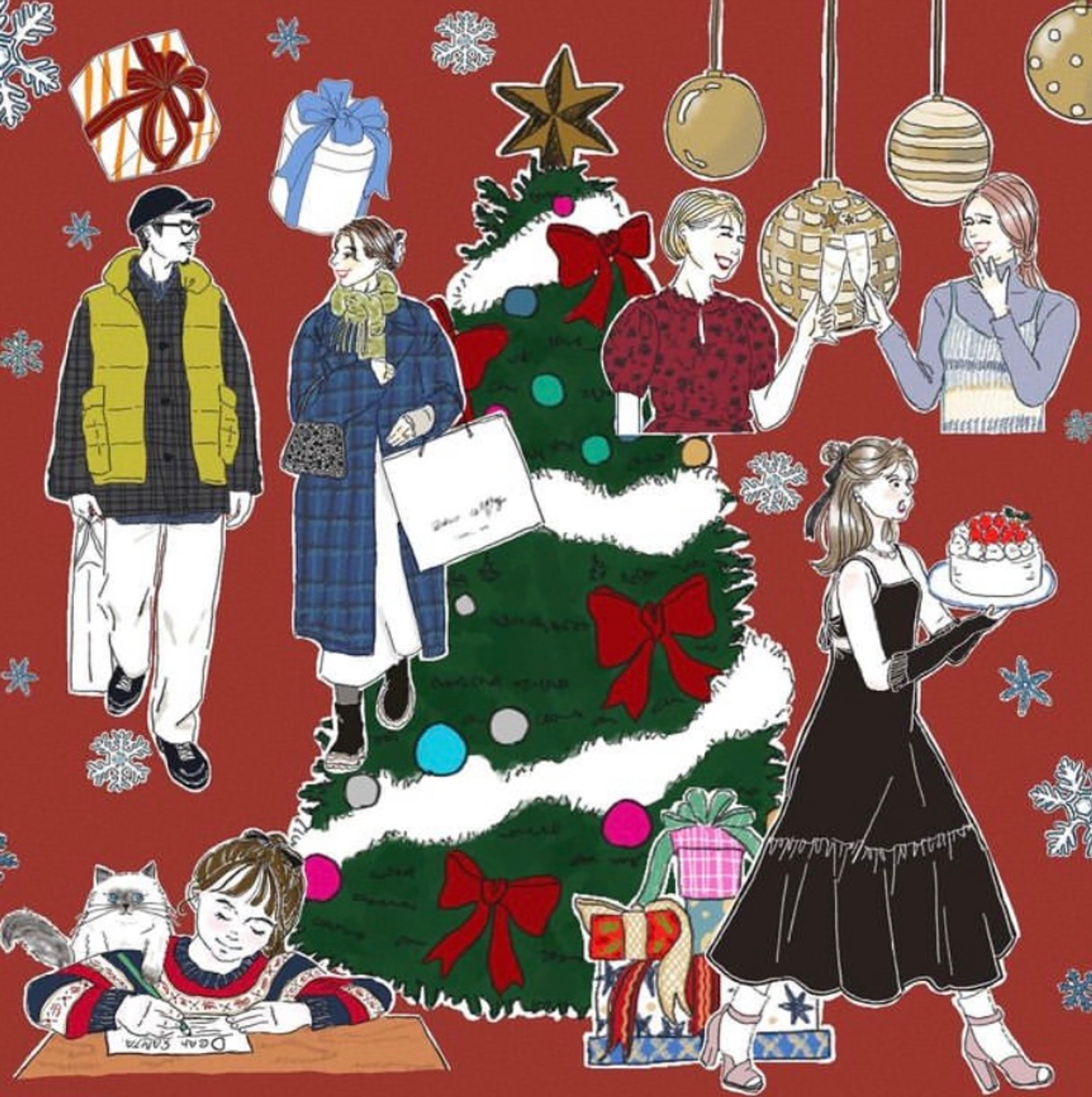 オリジナル 手描きイラスト 【クリスマスホワイトベア】