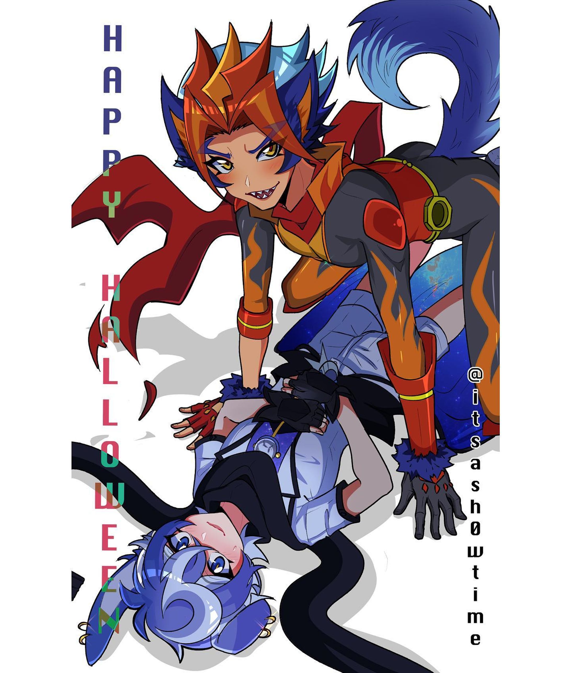 ❤️‍🔥Happy Halloween 🎃 
-
#yugiohoc #ygooc #amahomu #yugiohvrains #ygovrains #yugiohvrainsoc #vrains2 #strawberrymoonshipping #amagawatsukiya #homuratakeru #csp #animeart #digitalart #soulburner #moonphaser-1