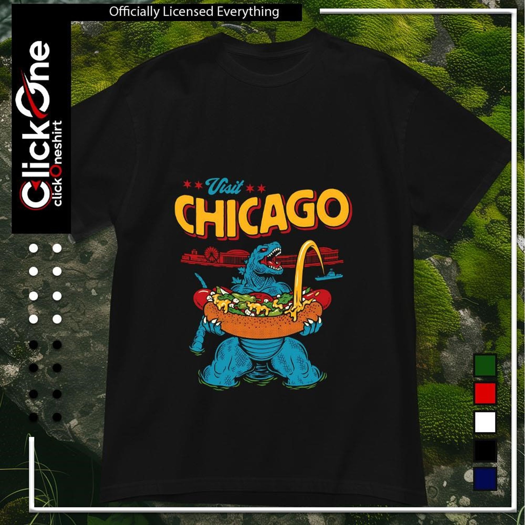 Godzilla Visits Chicago – Urban Kaiju Tribute Shirt-1