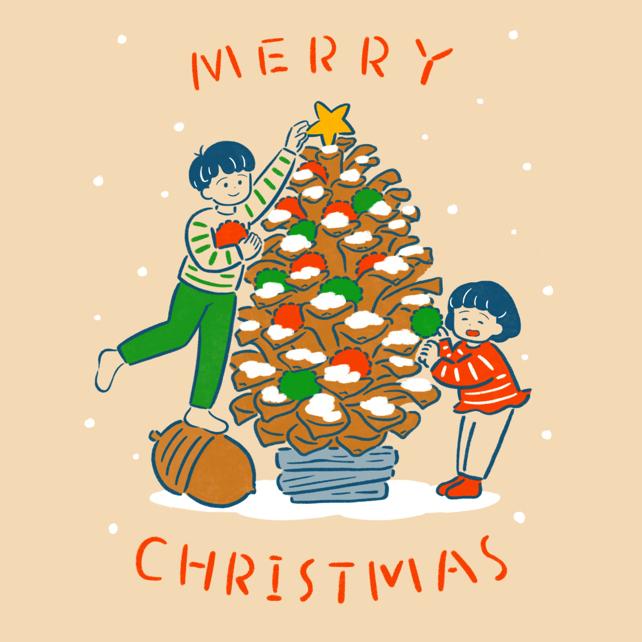 松ぼっくりツリー｜イラストレーション-1