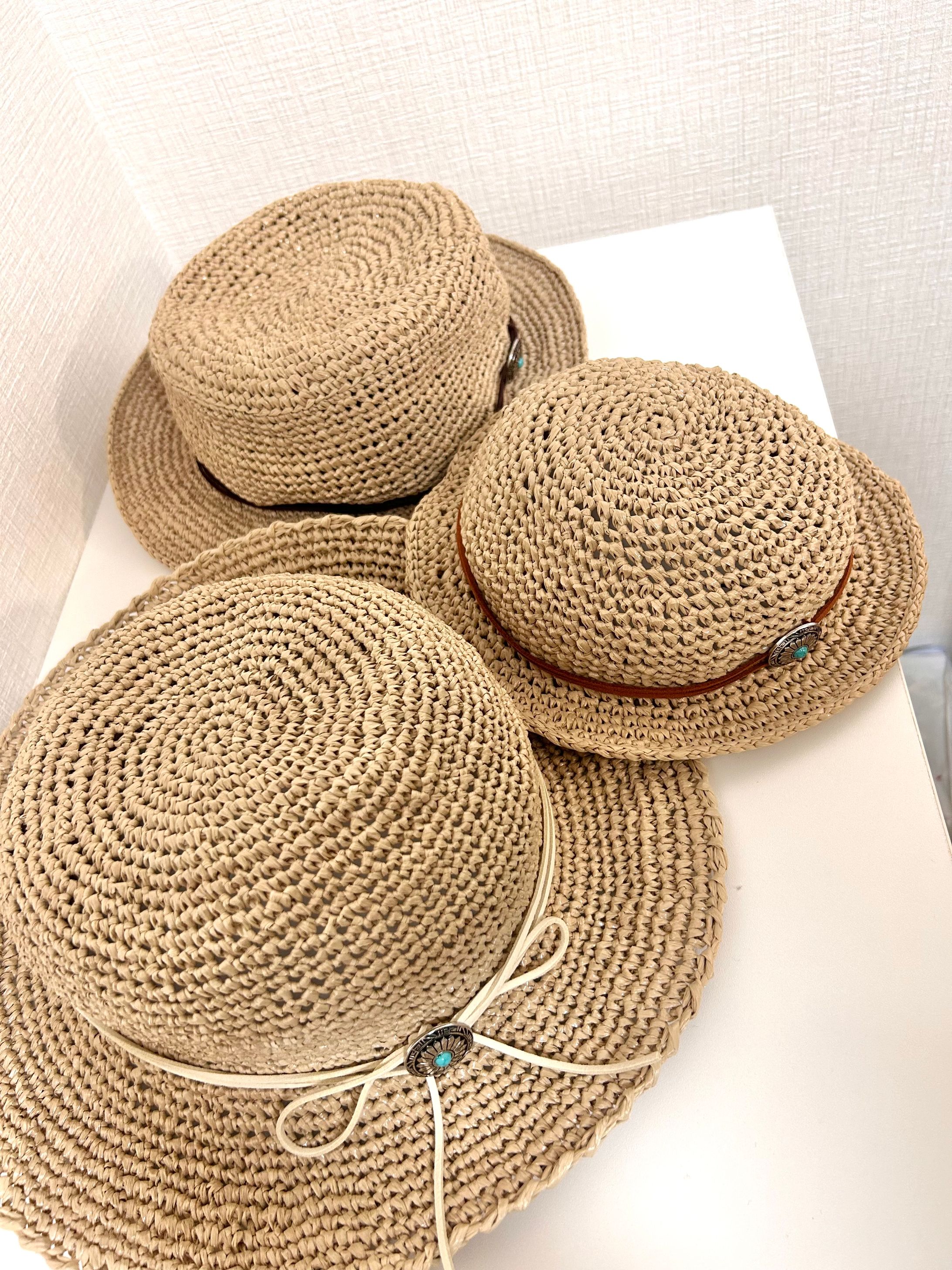 親子おそろい麦わら風クロシェハット-1