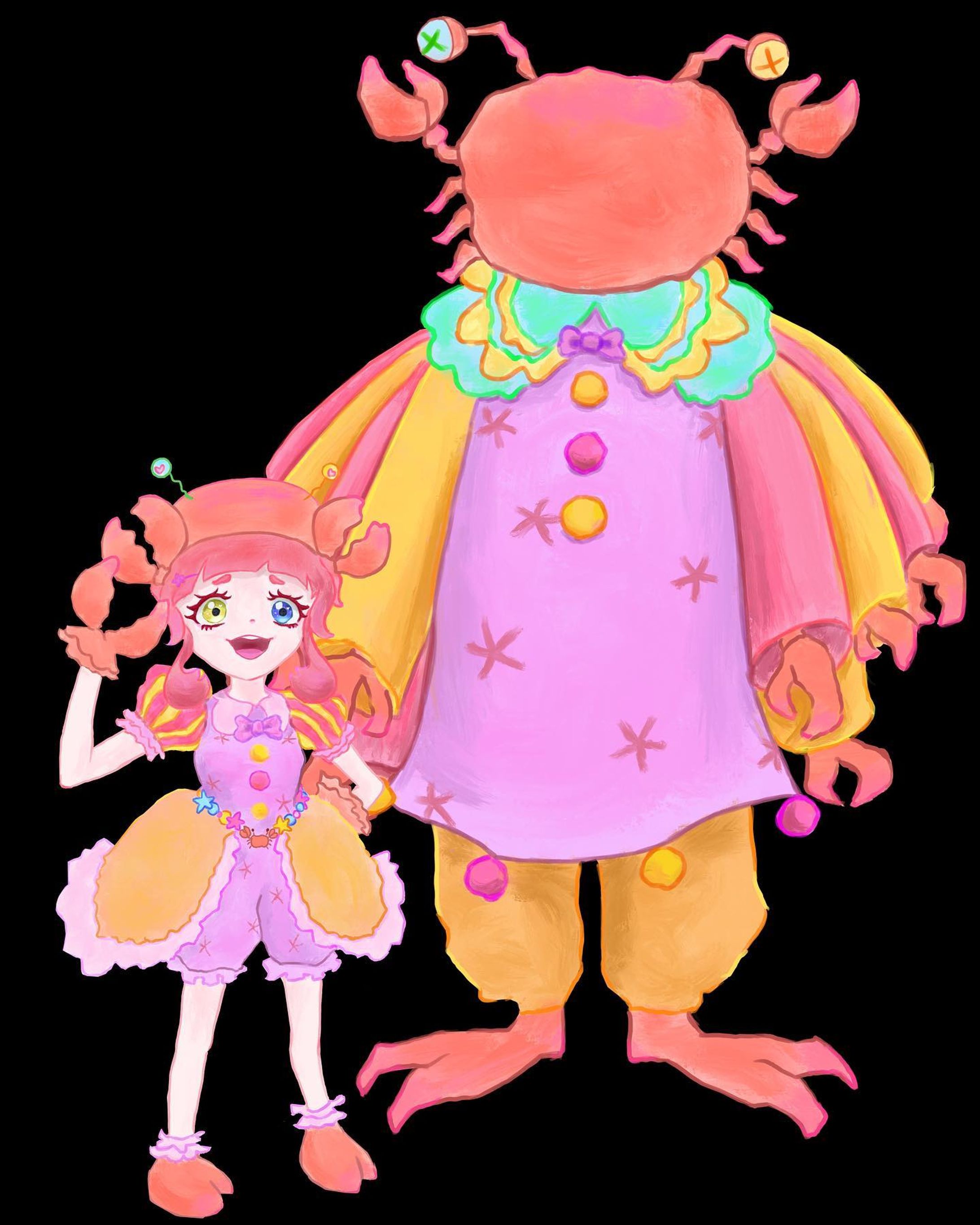 ♋️ Cancer ⋆꙳
𓂃𓂃𓂃𓂃𓂃𓂃𓂃𓂃𓂃𓂃

꙳☄︎ Paulette ✯‬♀︎

サーカスでジャグリングのお手伝いをする女の子。幼い頃からカルムに育てられ、今も一緒にいる。カルムのことが大好き！

꙳☄︎ calme ✯‬🦀

サーカスでジャグリングをするカニさん。子どもたちに人気者でいつも囲まれている。子どもたちに対してある想いがある?

 #イラスト  #art  #illustration  #illust  #オリジナル #イラスト好きな人と繋がりたい  #イラストグラム  #絵描きさんと繋がりたい  #絵柄が好みって人にフォローされたい  #일러스트 #그림스타그램  #미술 #插图 #アンティーク #antique #ビスクドール #かに  #蟹座  #Cancer #poupée #marionnette #oilpainting  #かに座  #天使  #Gémeaux  #circus  #サーカス  #星座  #十二星座-1