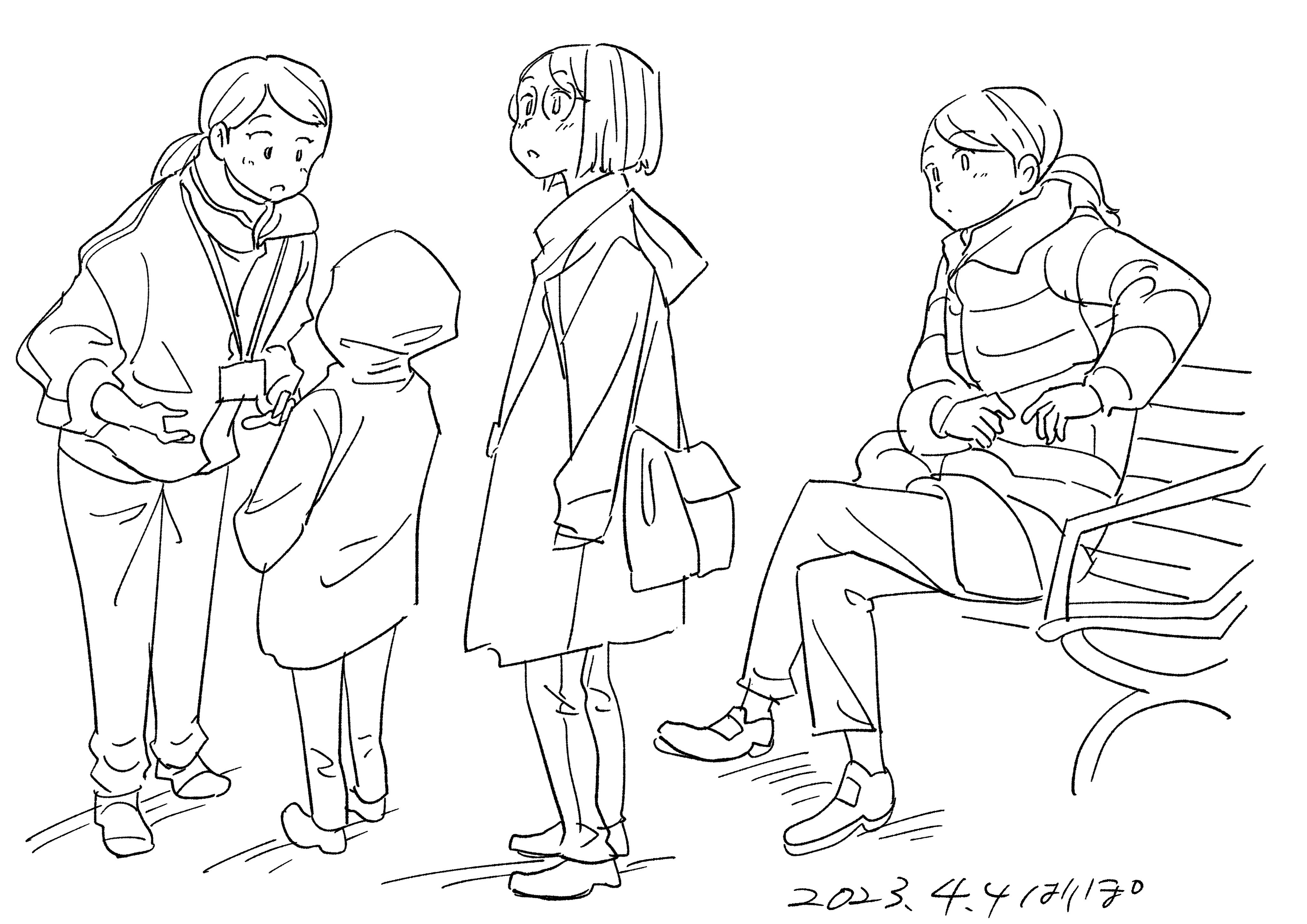 人物スケッチ（カフェスケッチ風）