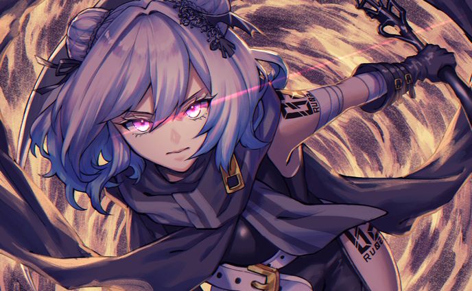 Girl using a scythe