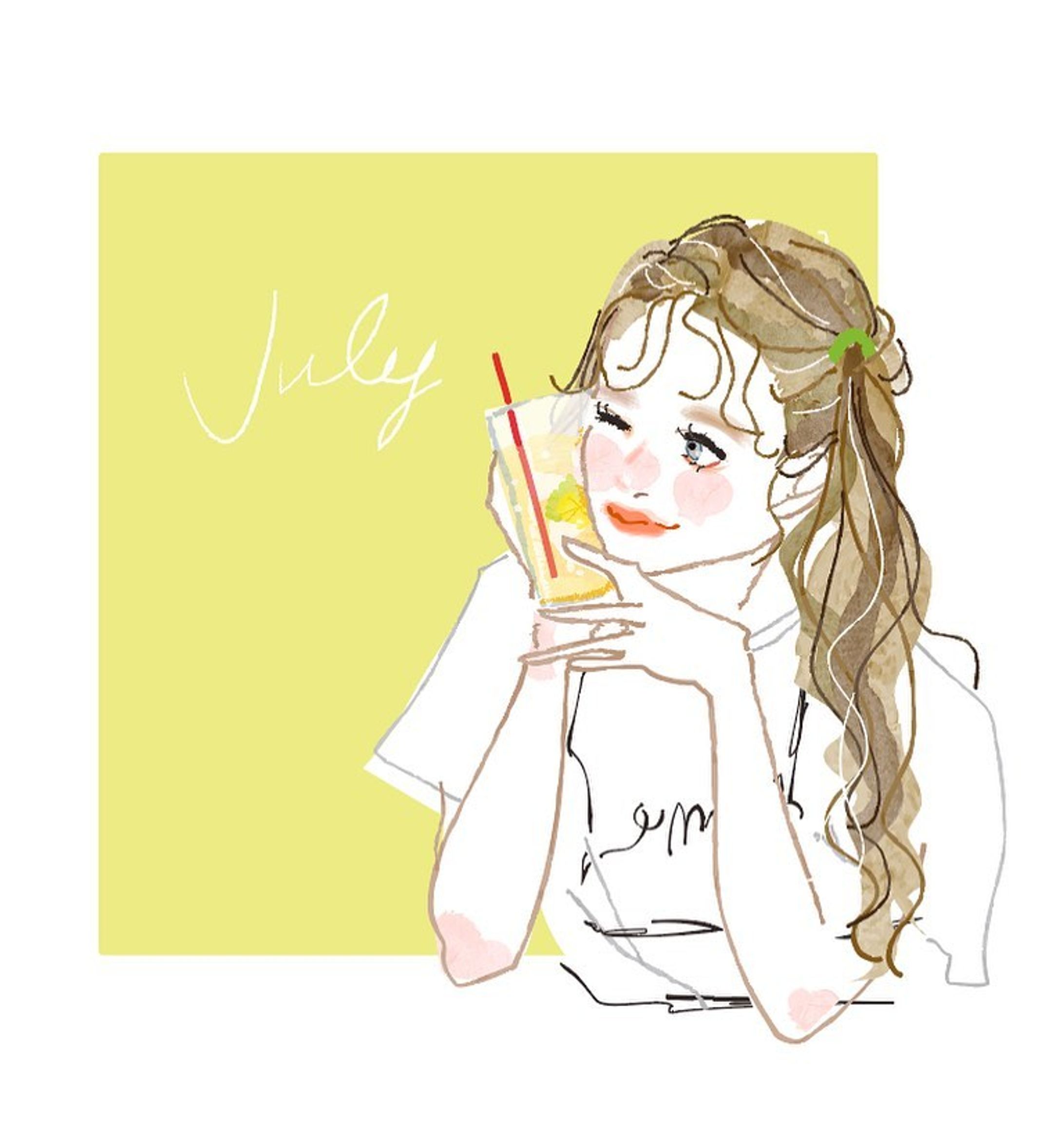 【private work】7月のイラストです。

暑い日はレモンジュースが飲みたくなります🍋

#july-1