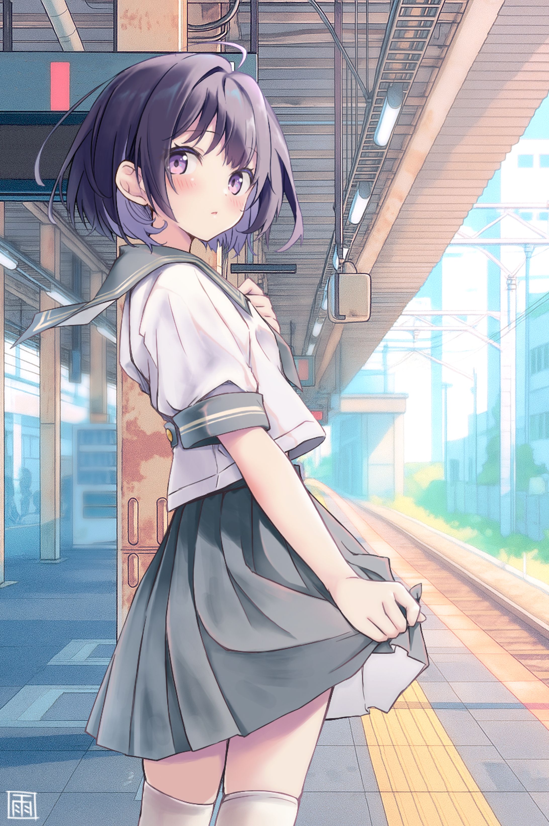 オリジナル制服少女　電車-1