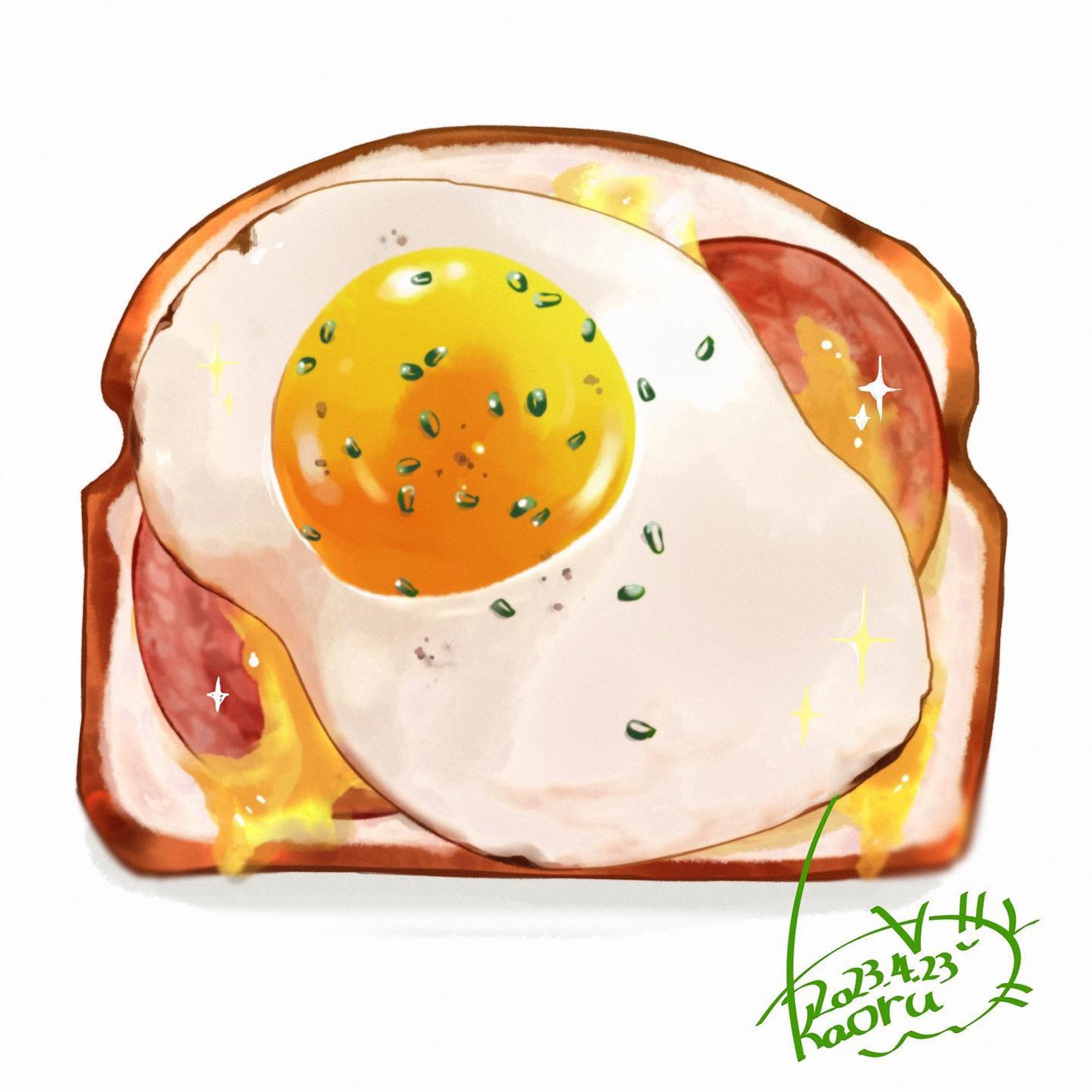 エッグトースト
タマゴ描くのが1番楽しい🍳
色んなトースト描いて並べたい。
 #飯テロ  #飯テロイラスト  #イラスト  #タマゴトースト  #food  #foodillustration  #illustration-1