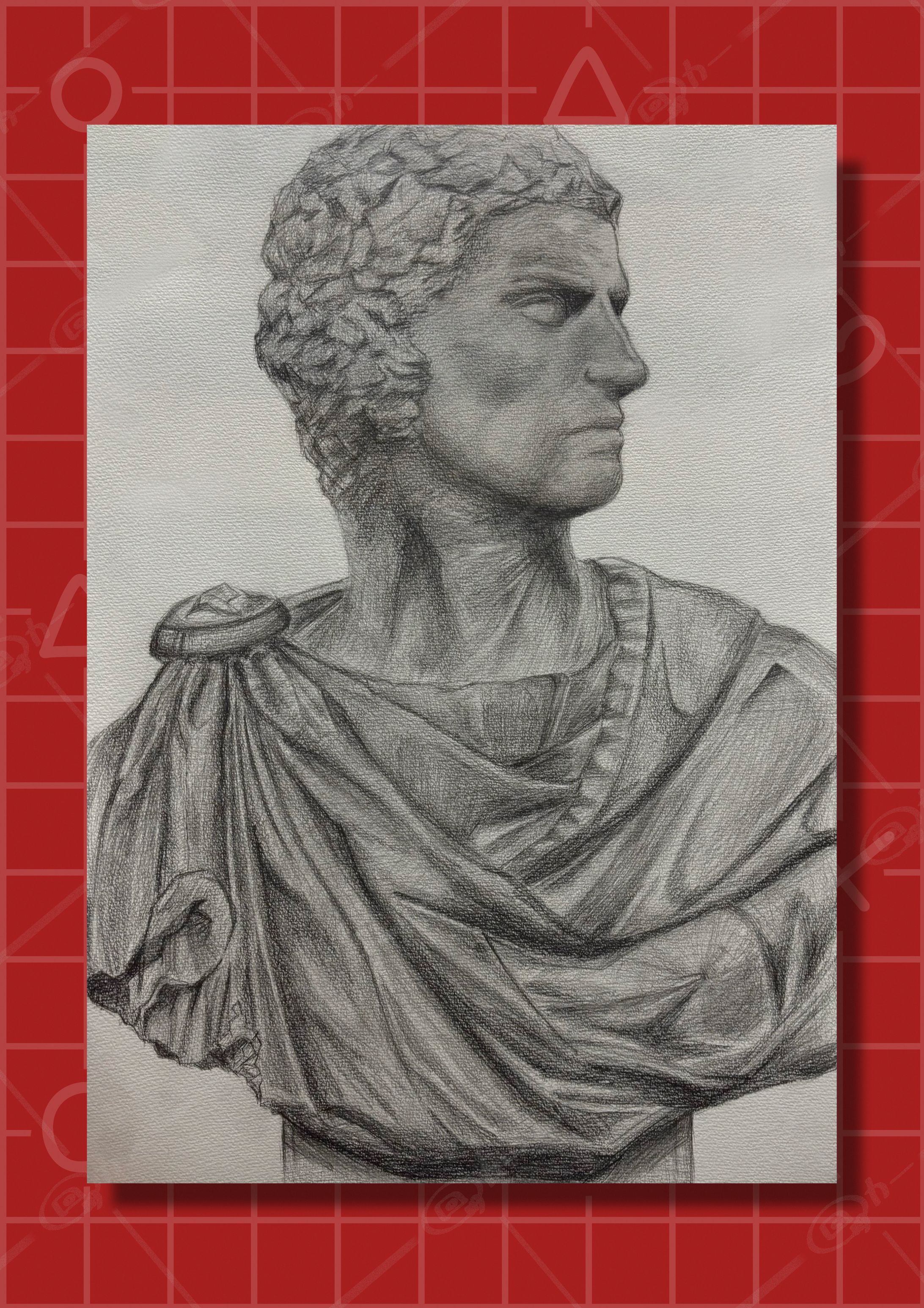 【デッサン】石膏像：ブルータス-1