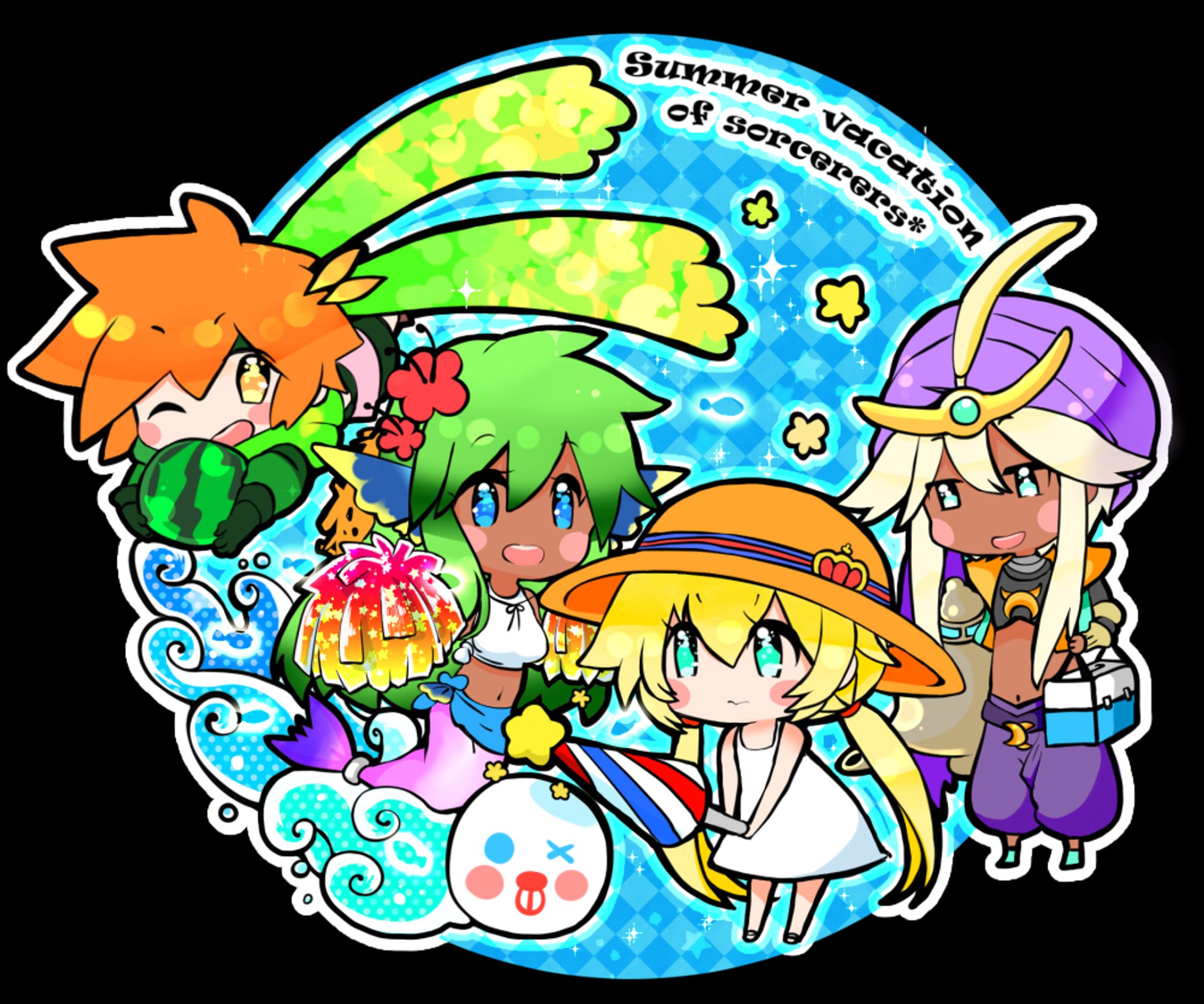 イラコン　ステッカー　2イラストコンテンスト『魔術師達の夏休み』-1