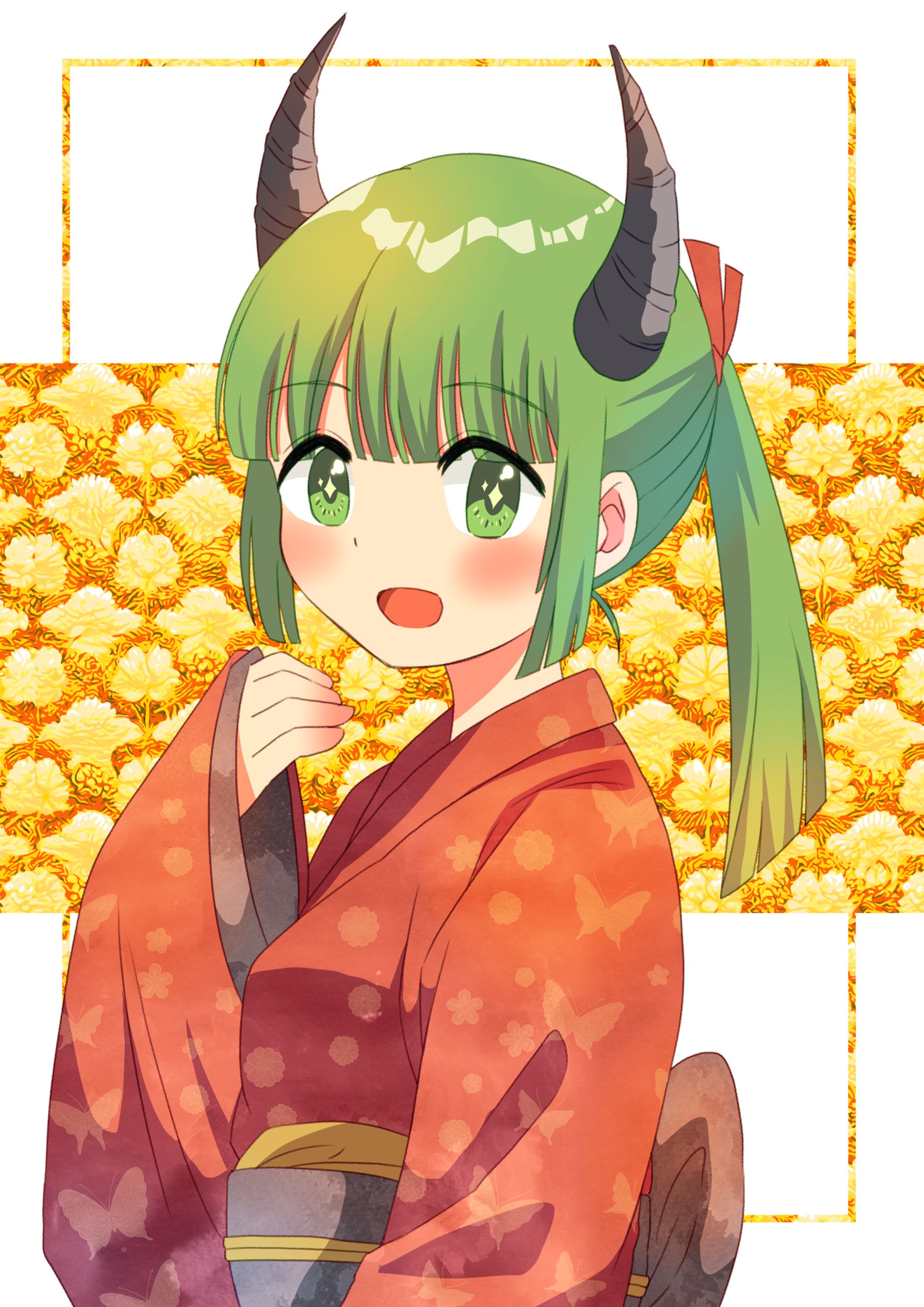 着物を着た角少女-1