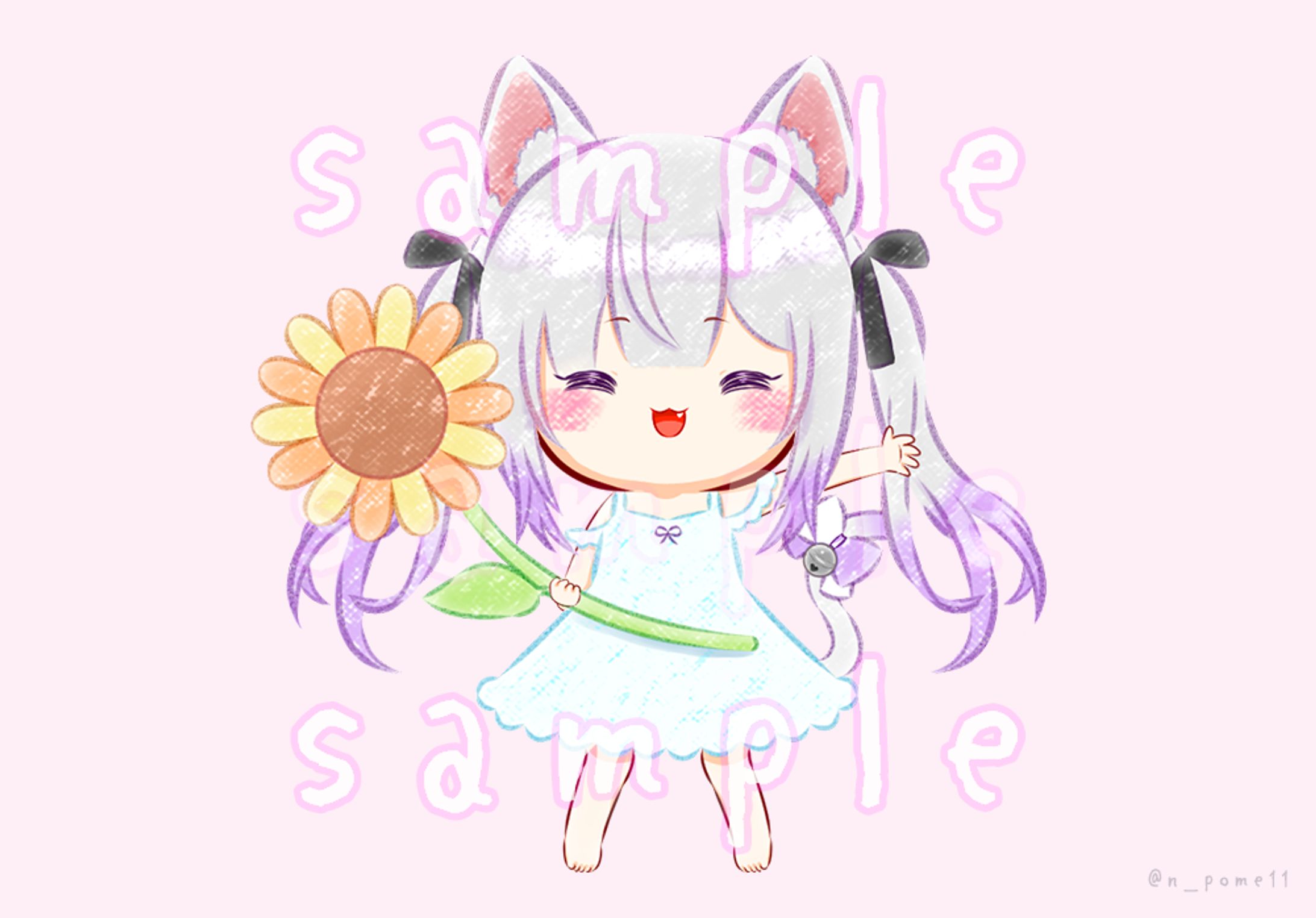 ご依頼｜片面アクリルキーホルダー用イラスト（Vtuber猫〆しあ様 ）-1