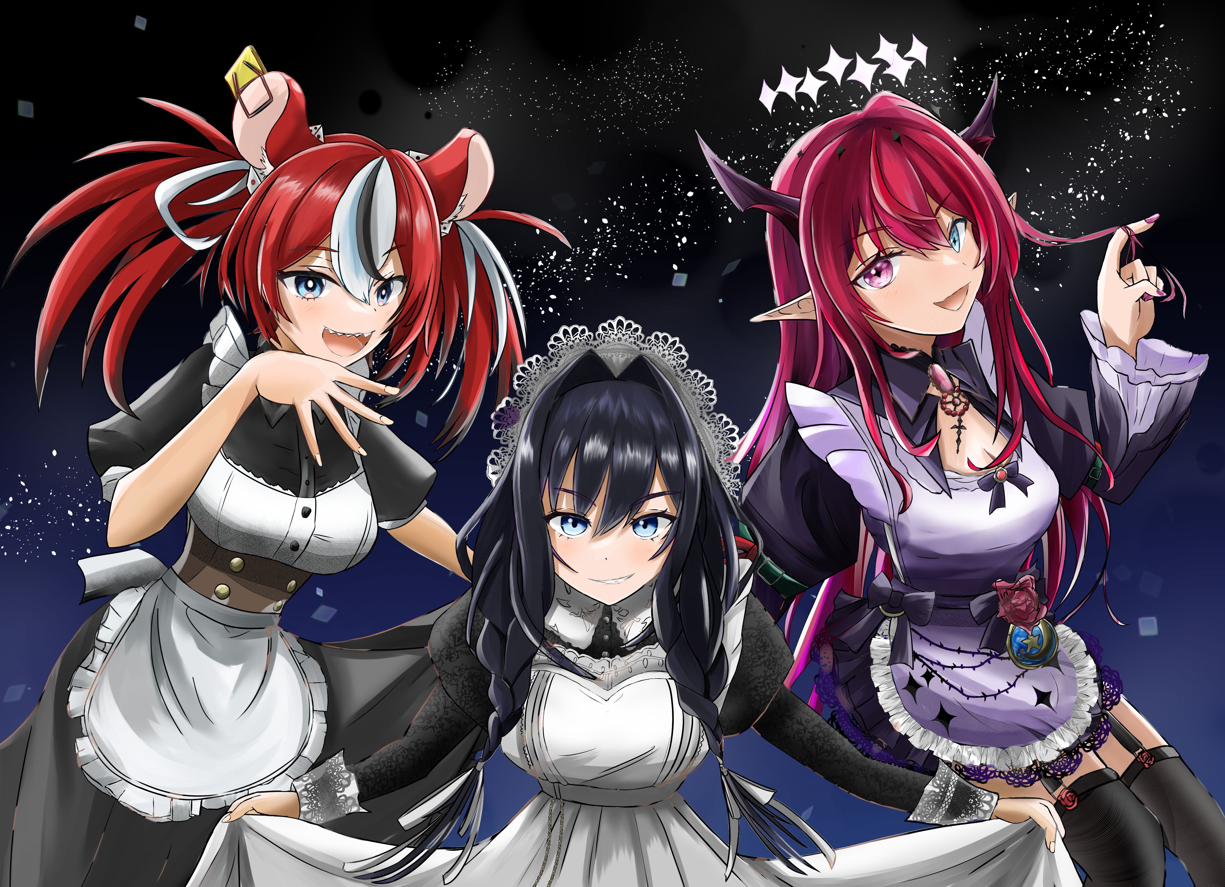 イラスト37(ホロライブファンアート：紫咲シオン、湊あくあ)