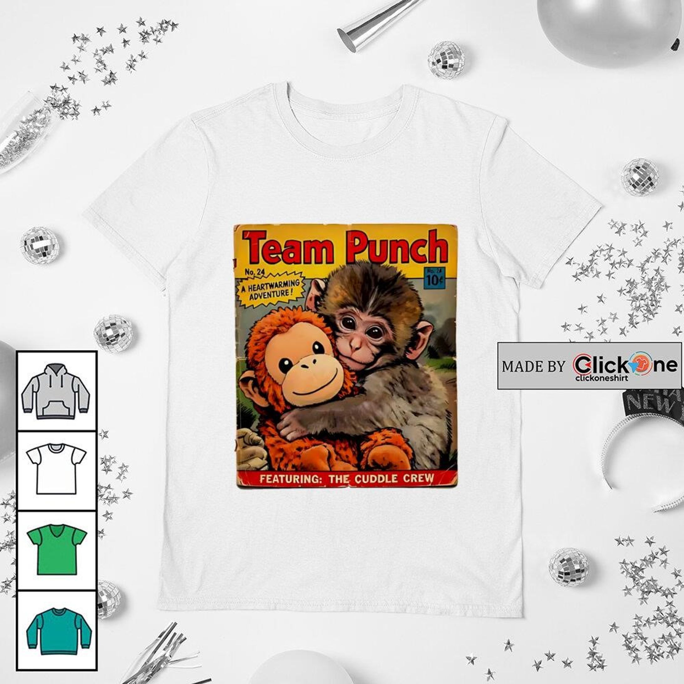 Team Punch Monkey – Cuddle Crew Cartoon Tee-1