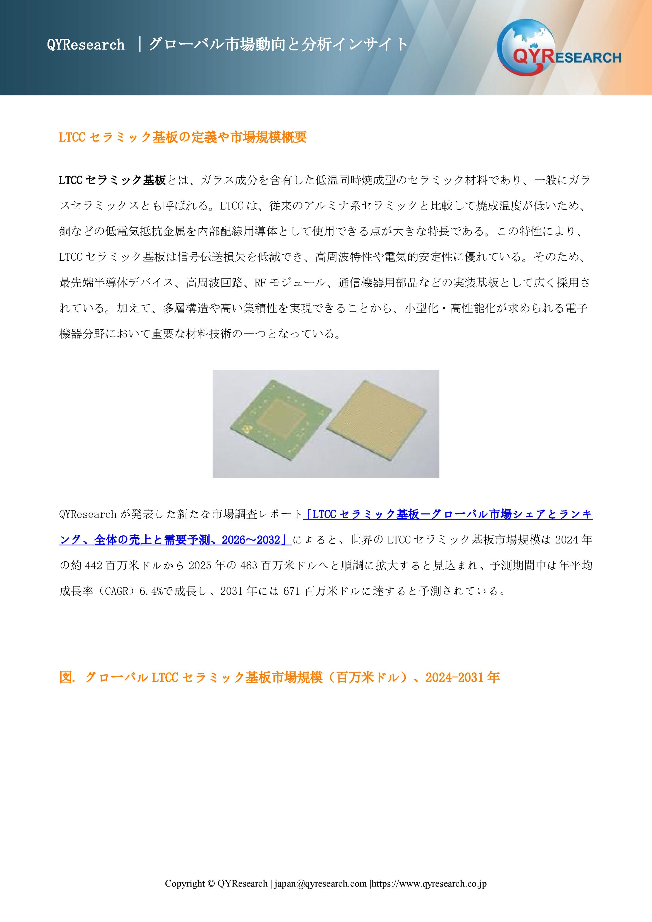 LTCCセラミック基板市場の競合調査：主要メーカー、ランキング、成長要因2026-2032-1