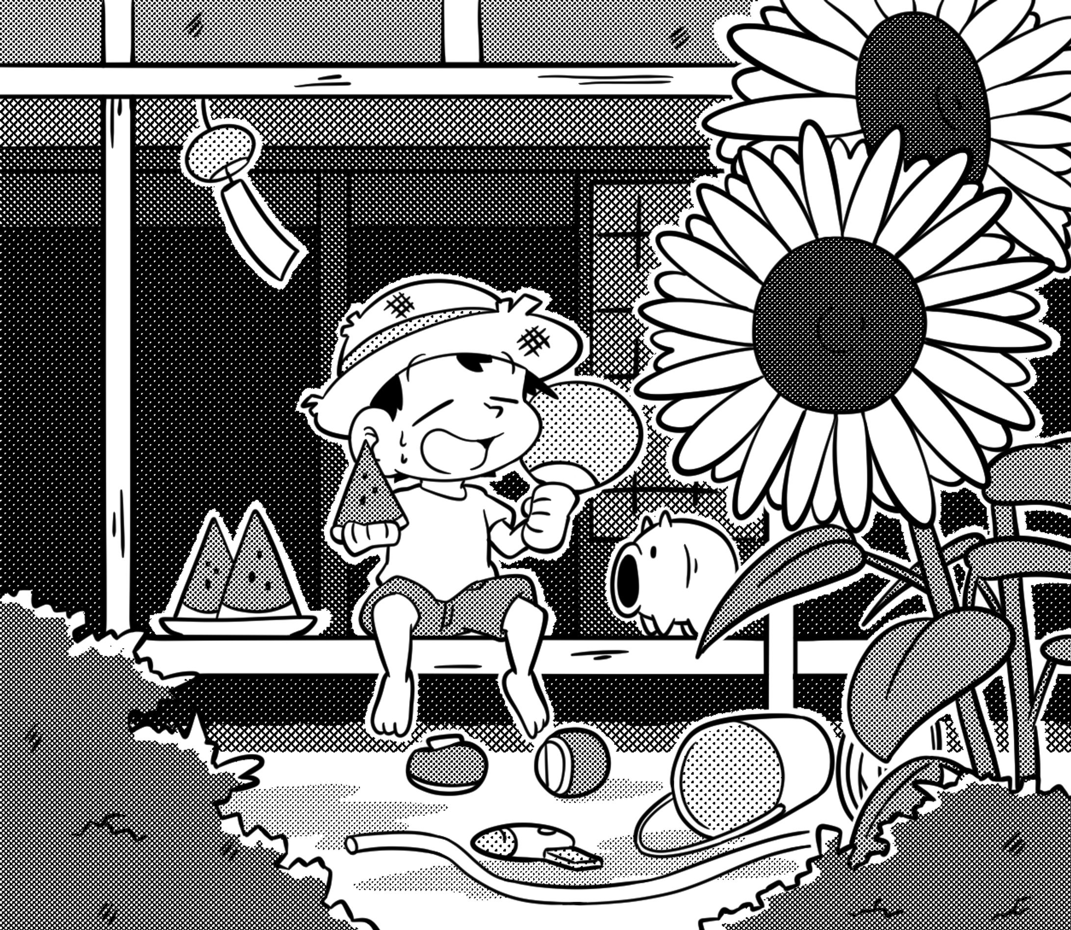 パズル雑誌 挿絵 夏-1