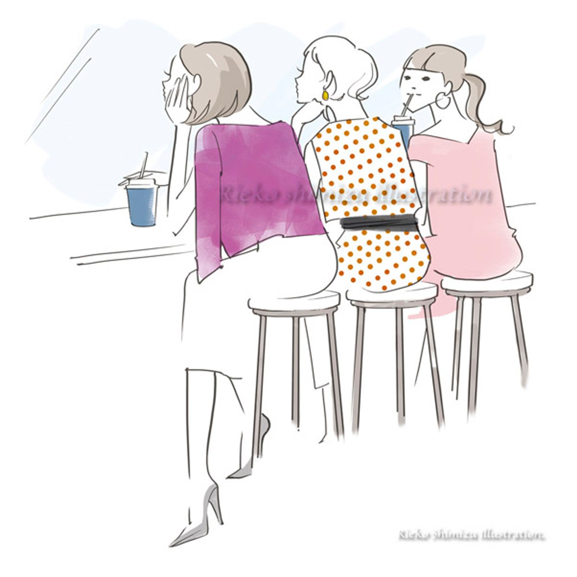 オリジナルイラスト-女子会--1