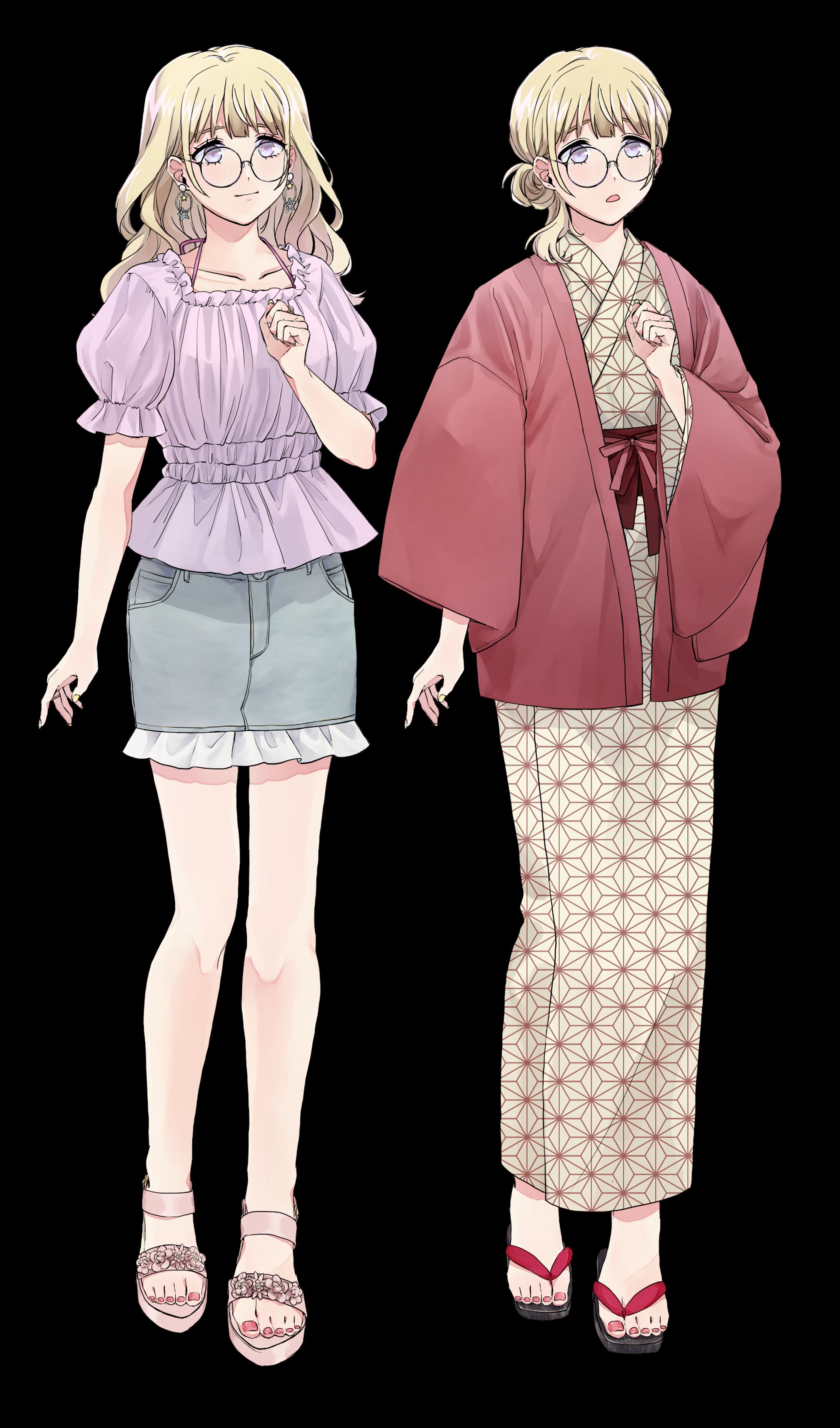 女性キャラクターの絵画 キャラクター立ち絵(女性)