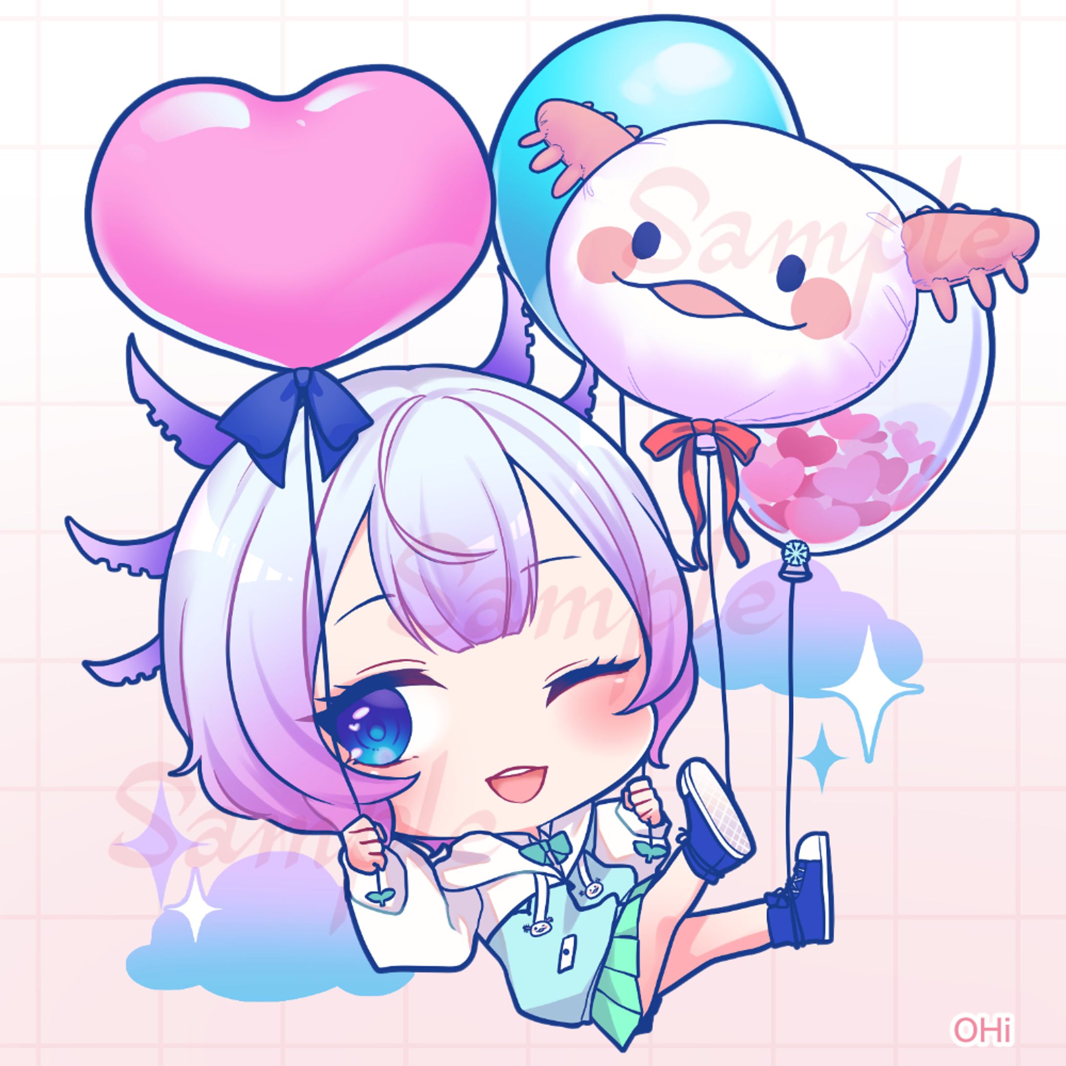ミニキャライラスト（雪桃るか様）-1