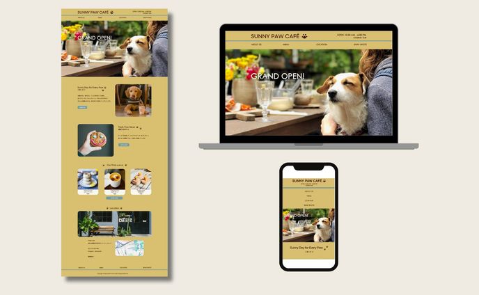 【自主制作】架空Webサイトデザインカンプ（ドッグカフェ）