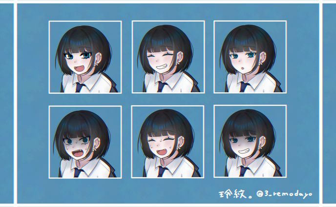 【ご依頼】バストアップイラスト　表情差分　2024/03/13