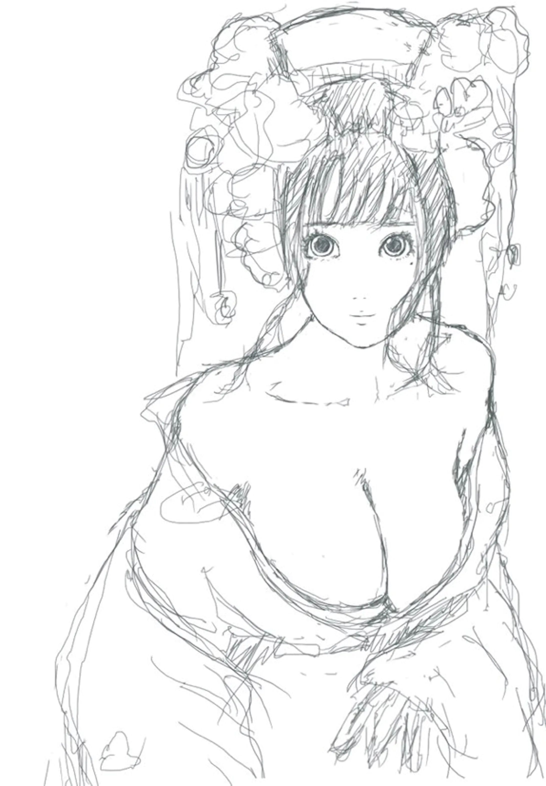 模写イラスト｜着物女子-1