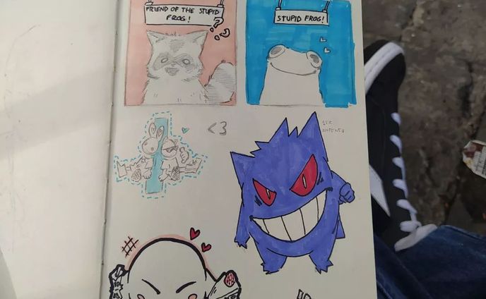 -Más dibujos randoms de mi libreta
-more random draws of my sketchbook :p
•
•
•
[Tags]
#sketch #sketchbook #sketching #sketches #sketchaday#draw #drawings#arte #arts #art🎨. #art #artwork #artist