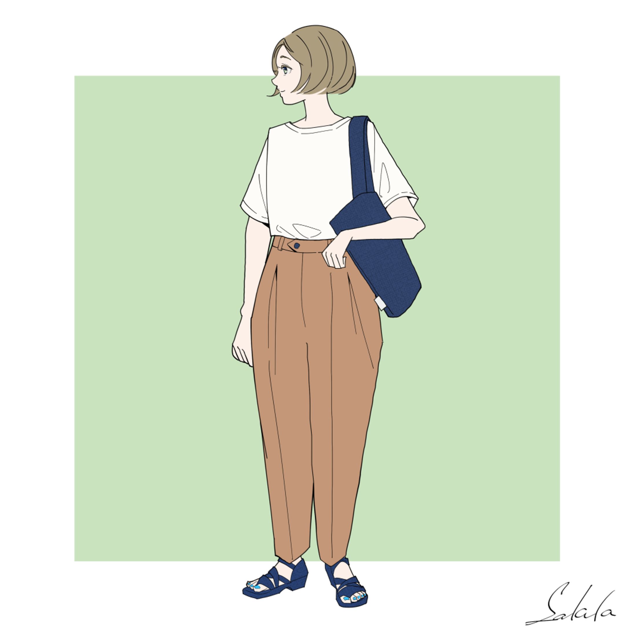 白T x ベージュパンツ-1