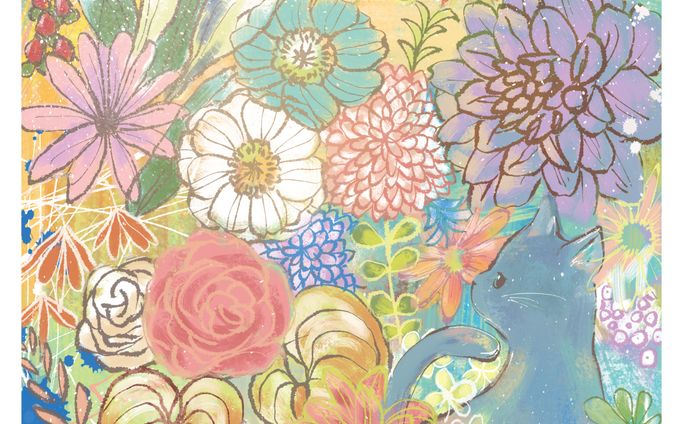 等身イラスト、祝い花パネル用イラスト