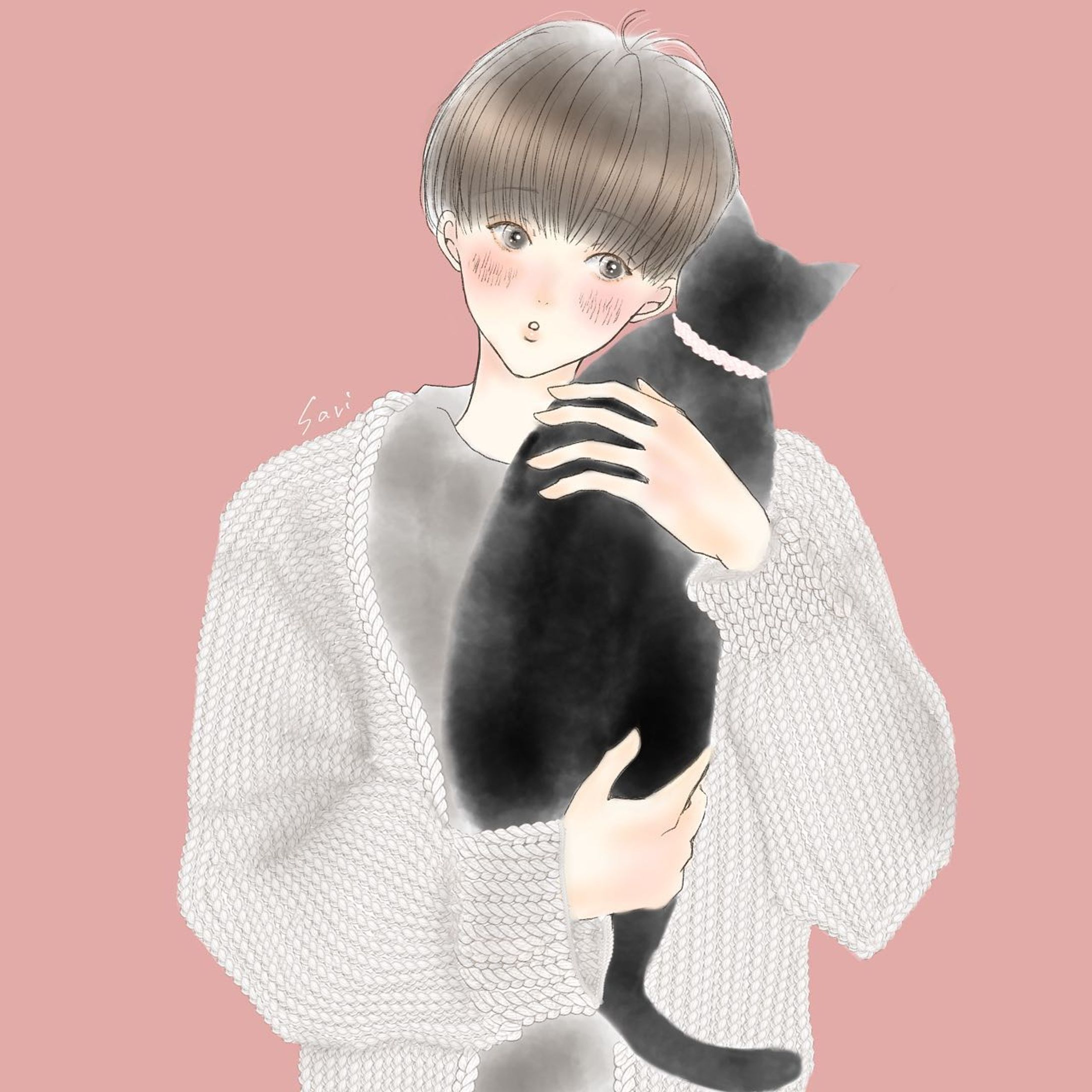 好き過ぎて。

すりすりが止まらない。

‎⋆ ･‎⋆ ･‎⋆ ‎⋆ ･‎⋆ ･‎⋆ ‎⋆ ･‎⋆ ･‎⋆
猫を抱っこして、
ぐるぐる言ってくれると、とても嬉しくて。

私は猫の鼻が好き過ぎて、
ついつい触ってしまい嫌われちゃうのですが…💦

寒くなって来て、ますます抱っこする時間も
増えて来ました。

夜絵描きしていると、
太ももの所であったまってくれるので…
私も暖かく絵描きが出来ています。（至福）

ではでは、今日も穏やかに過ごせますように‼︎（これが、なかなか難しくて、
毎日こんな事起きるの⁈の連続なので、
平和な時間が私の目標です‼︎）

沢山の中から見つけて下さり有難うございます𓈒◌

#猫好き男子 
#猫好きな方と繋がりたい 
#創作イラスト
#男の子イラスト 
#創作男子 
#男子イラスト 
#創作漫画
#ほんわかイラスト 
#ほのぼの男子 
#可愛い男の子 
#絵描きさんと繋がりたい 
#イラスト好きな人と繋がりたい 
#軽美術部 
#軽美術部のみんなでフォローし合おう 
#イラスト　#illustration 
#potofu 

#anipiccom 
#anipraillustration 
#creatorsfile 
#irodoricampus 

@keivi.jp
@creatorsfile 
@anipiccom-1