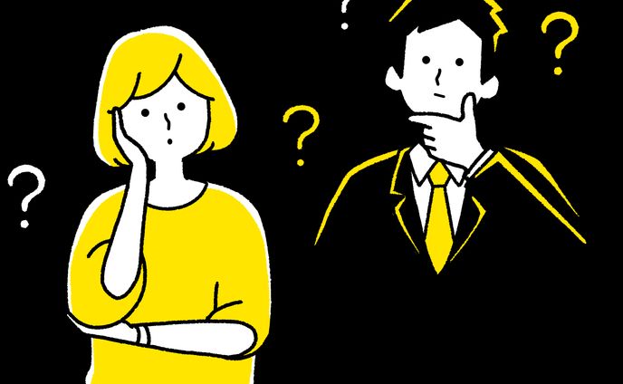 疑問に感じる男女のイメージイラスト