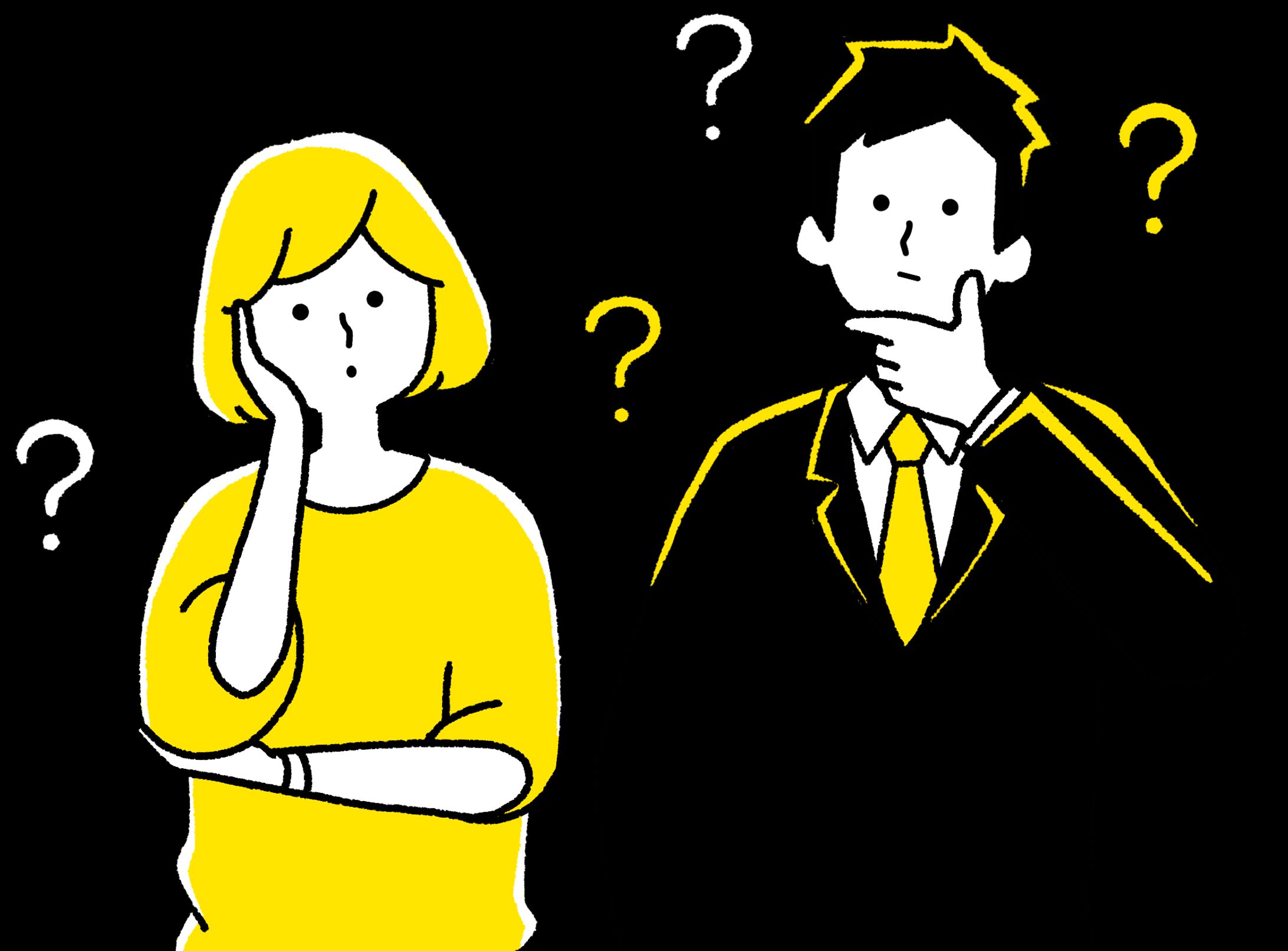 疑問に感じる男女のイメージイラスト-1