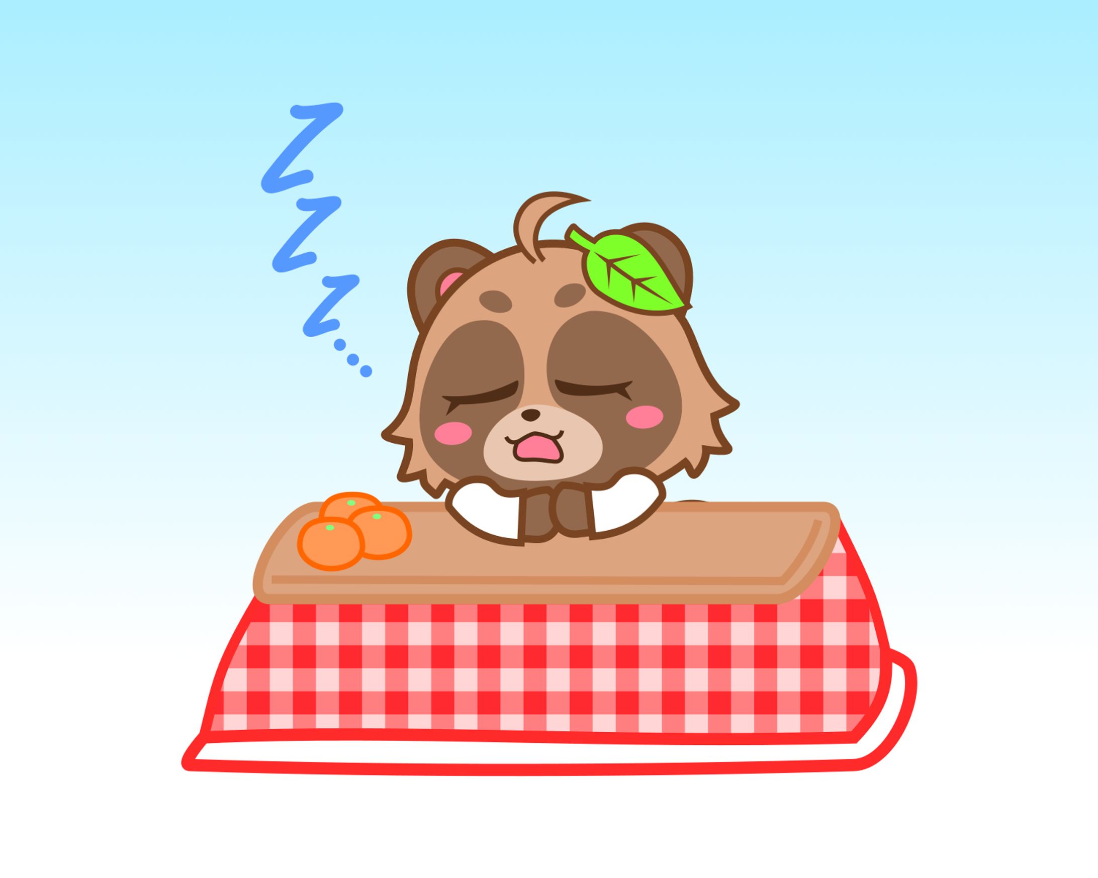 こたつで寝るぽんな-1