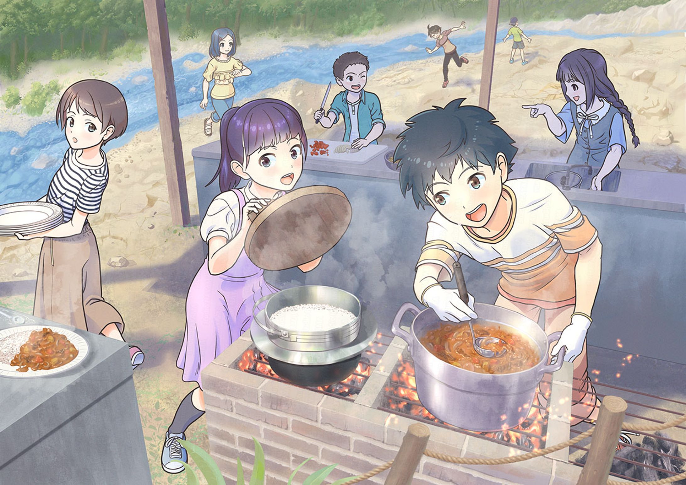 「キャンプでカレー作り」-1