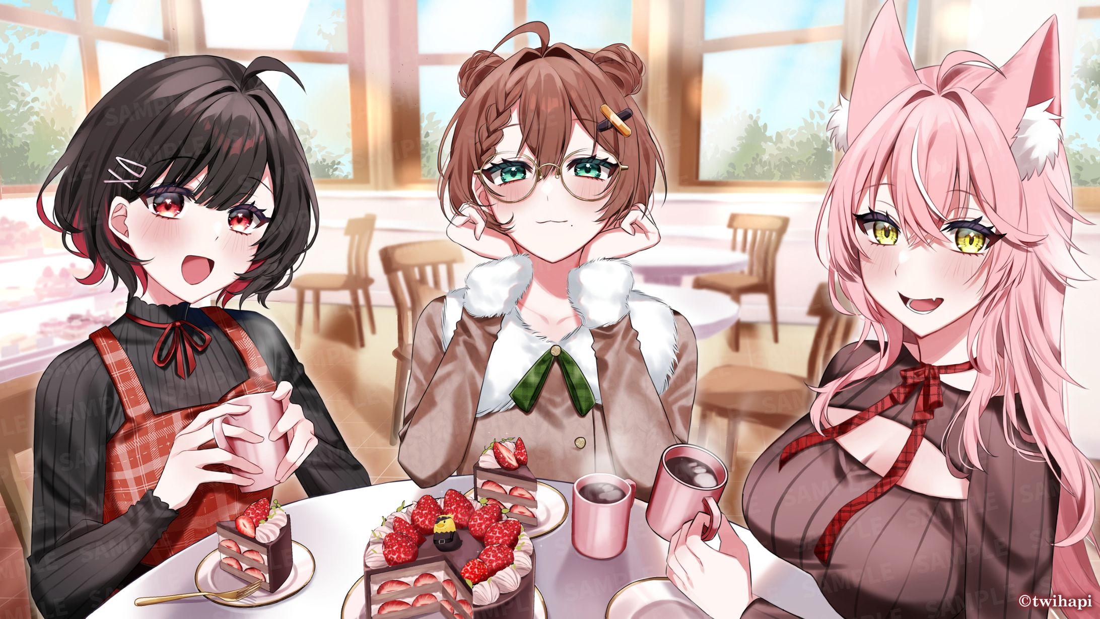 ツイハピ　バレンタイングッズ用  一枚絵-1