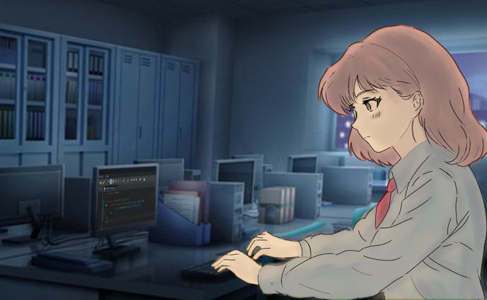残業をしているOL