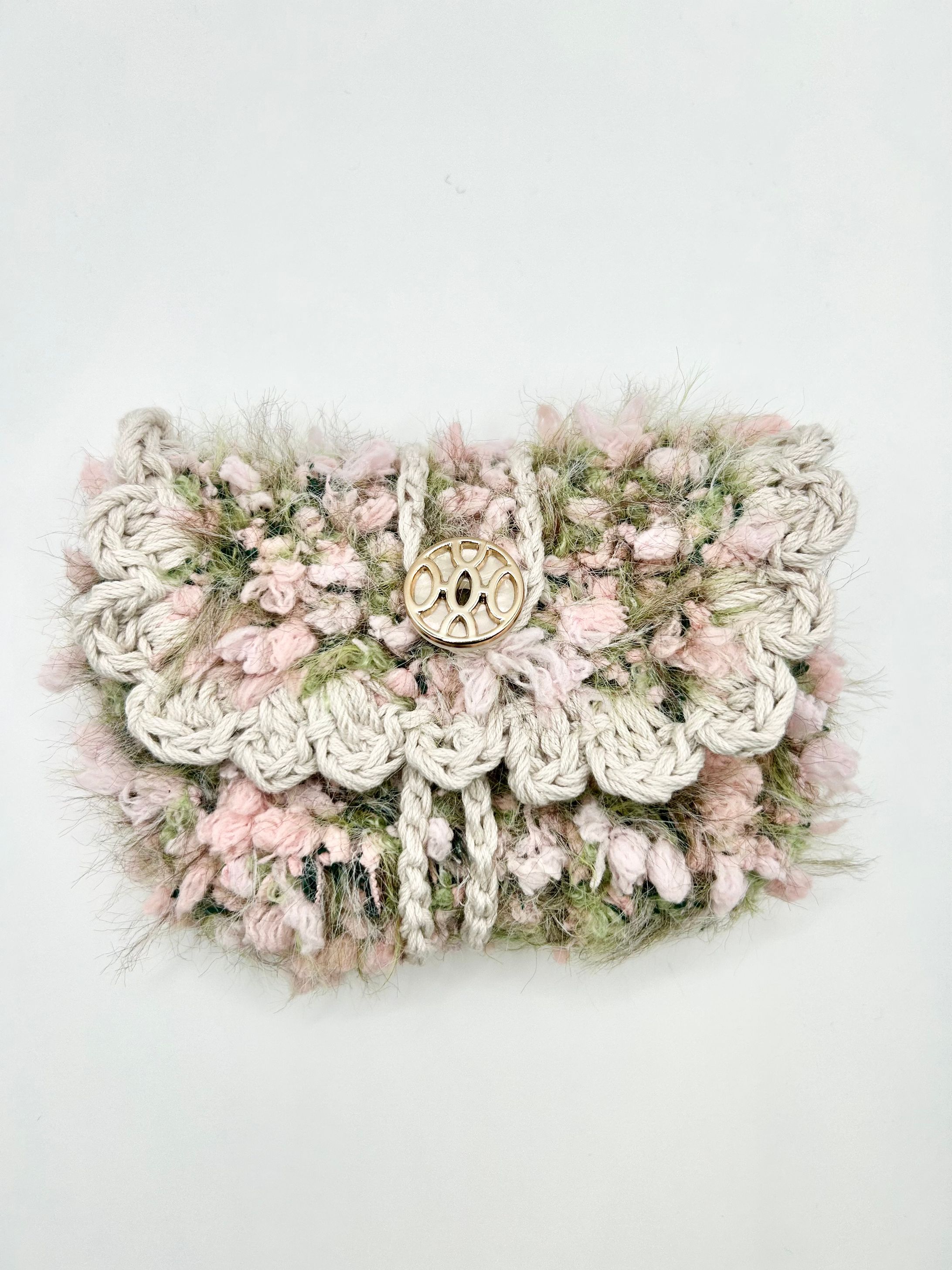 ファンシーヤーンのミニポーチ(ピンクミックス)-1