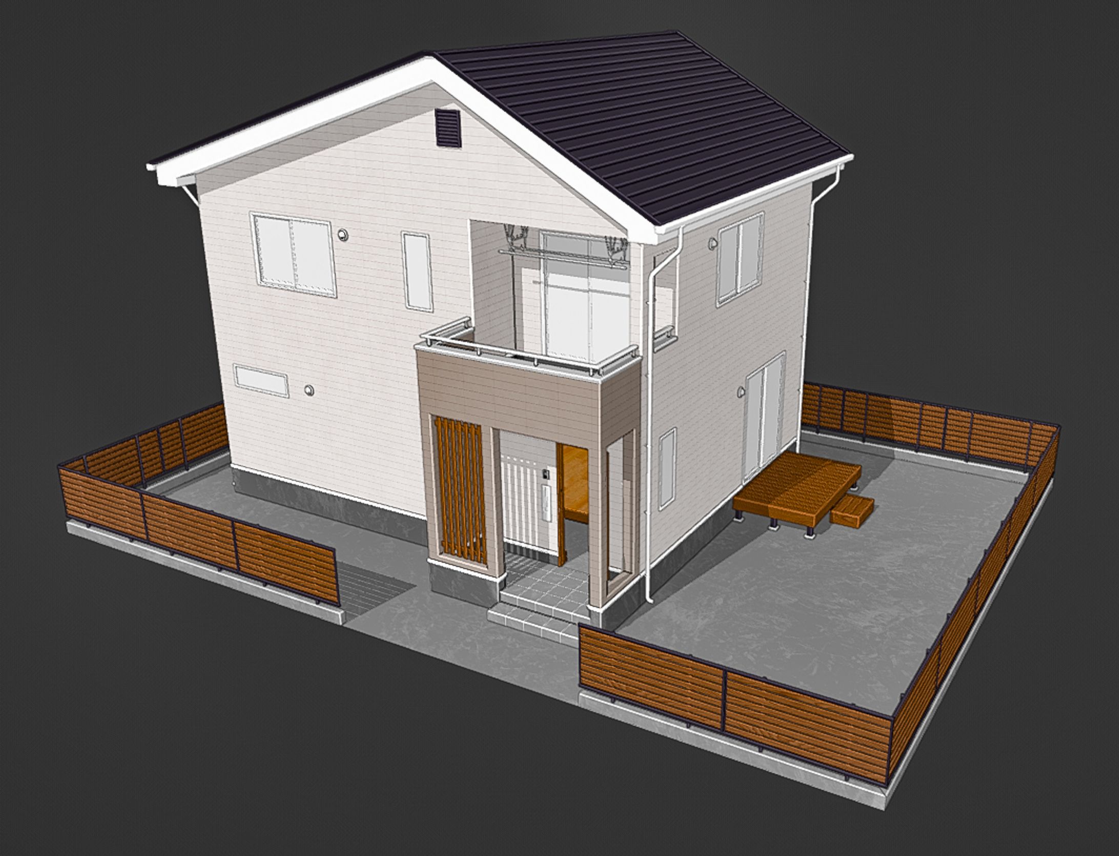 【3D】２階建て住宅-1