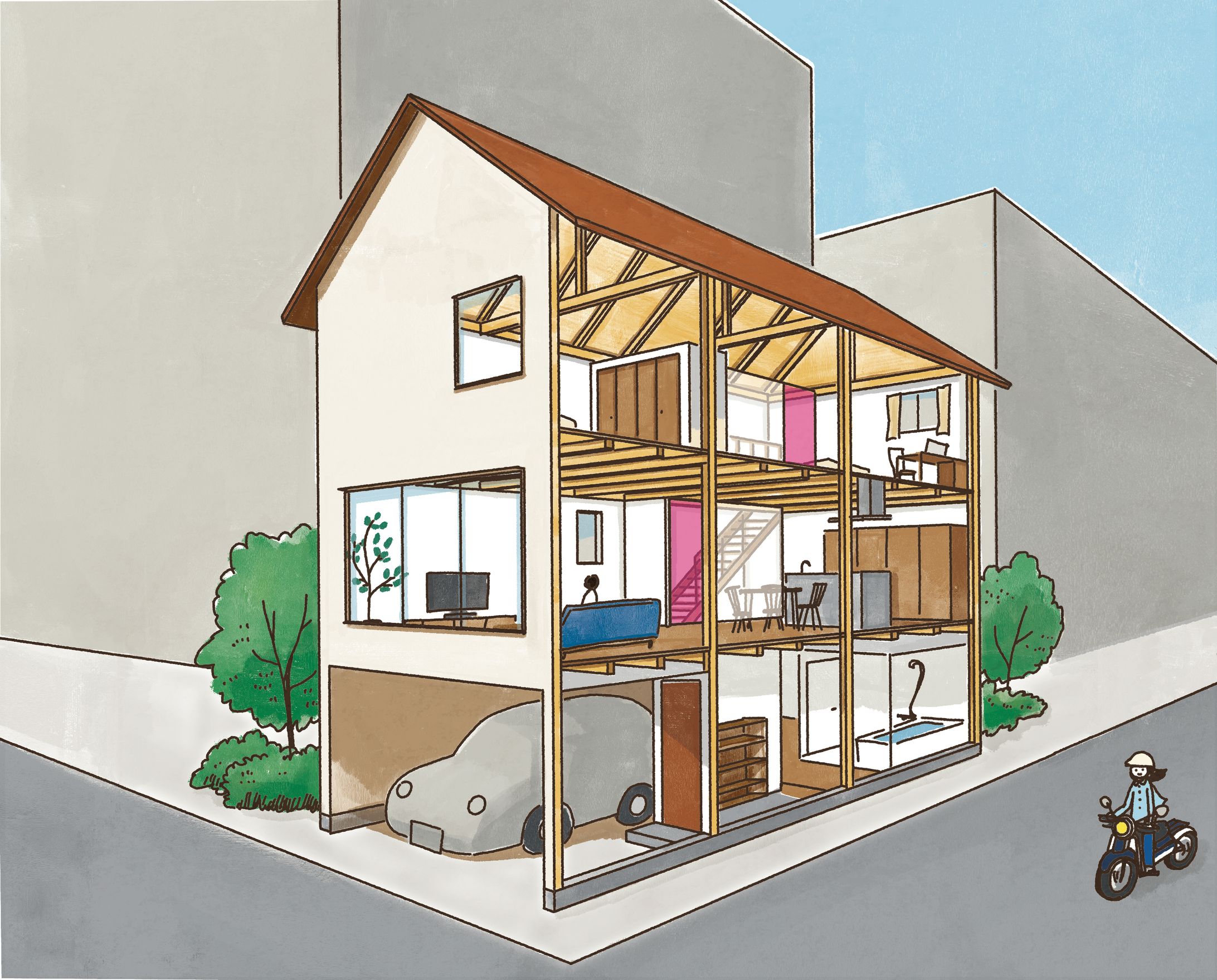 建築知識11月号 建築法規のイラスト-1